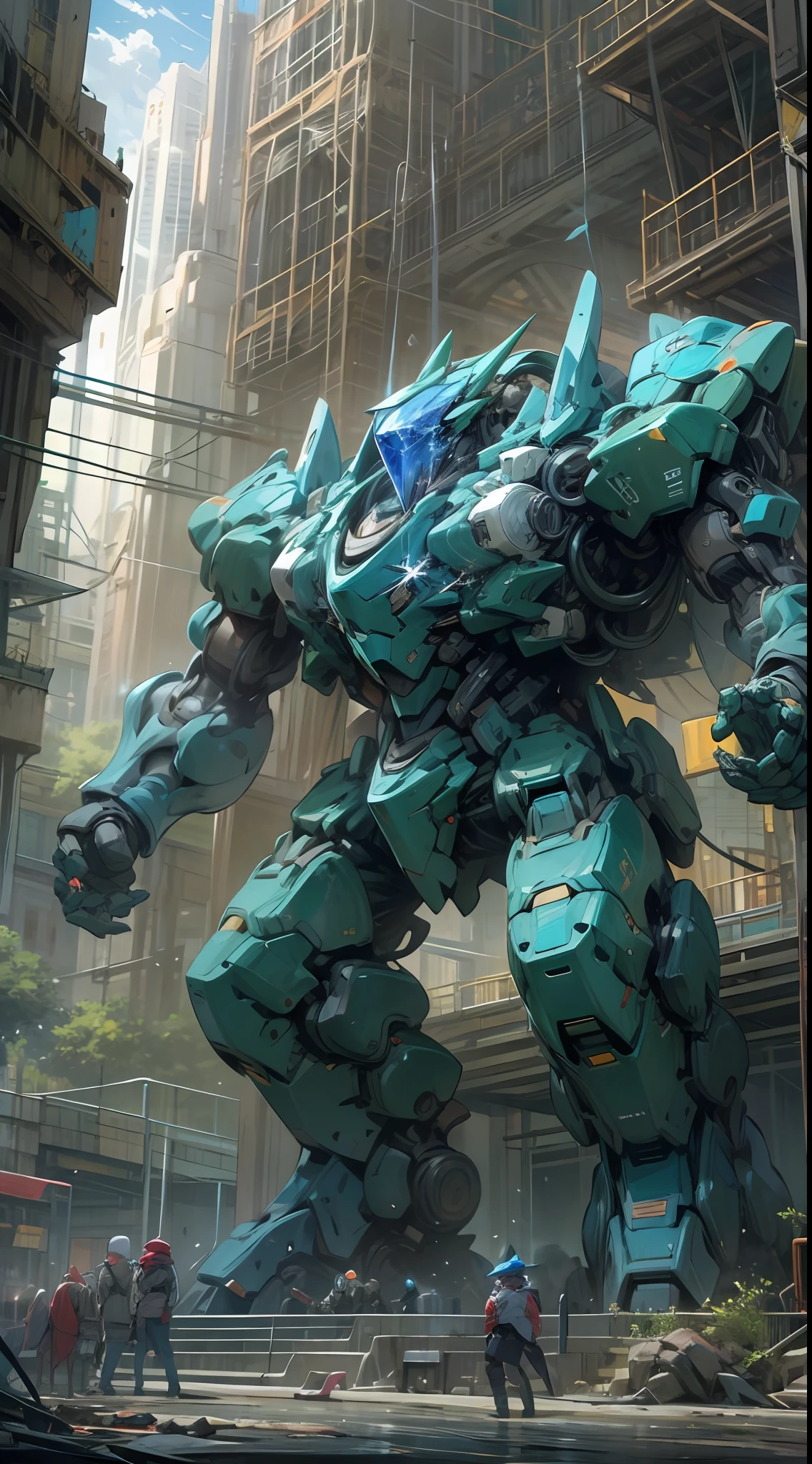 Gorun Giant,Giant titan robots,Blue crystal pillar