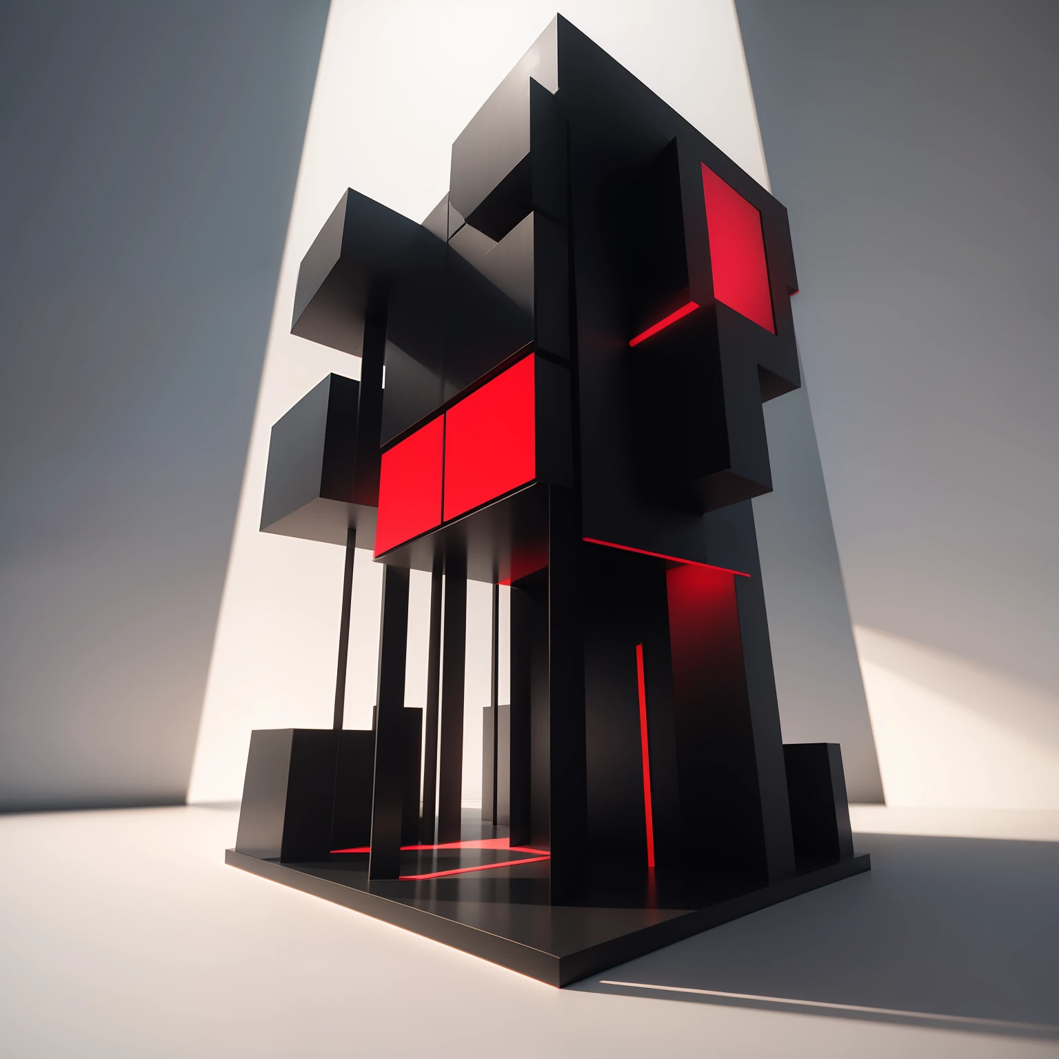 abstract image, Bauhaus style,
3D, phages, black, white, red and blue, 8K