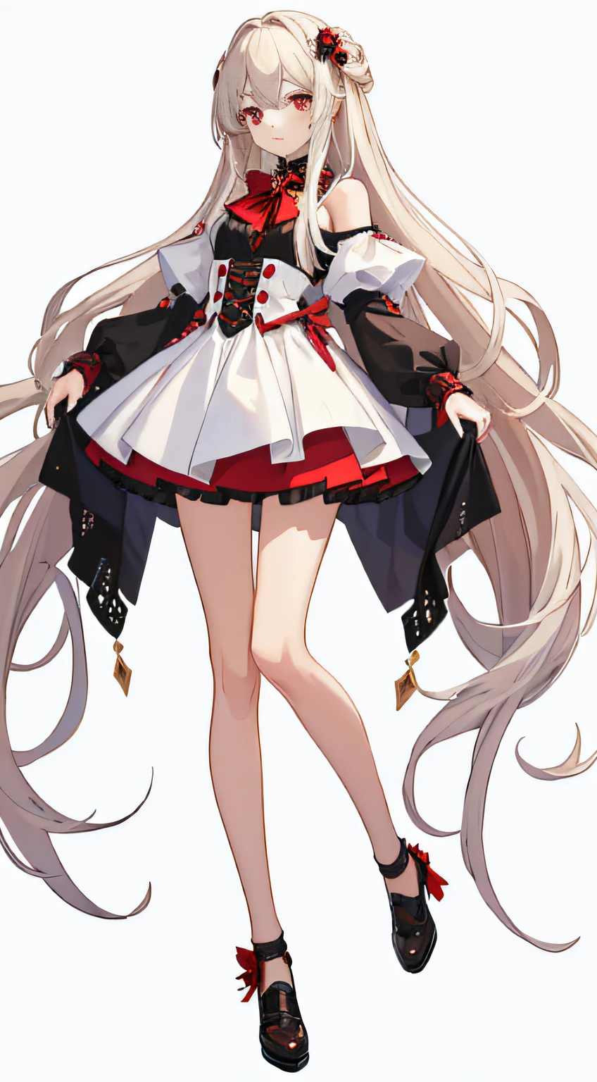 ((masterpiece,best quality)),(1girl:1.2), solo, beautiful detailed eyes, detailed face, (full body:1.2), white long hair, red eyes,small breast, (black background:1.1), bloody particles,blood on the face,