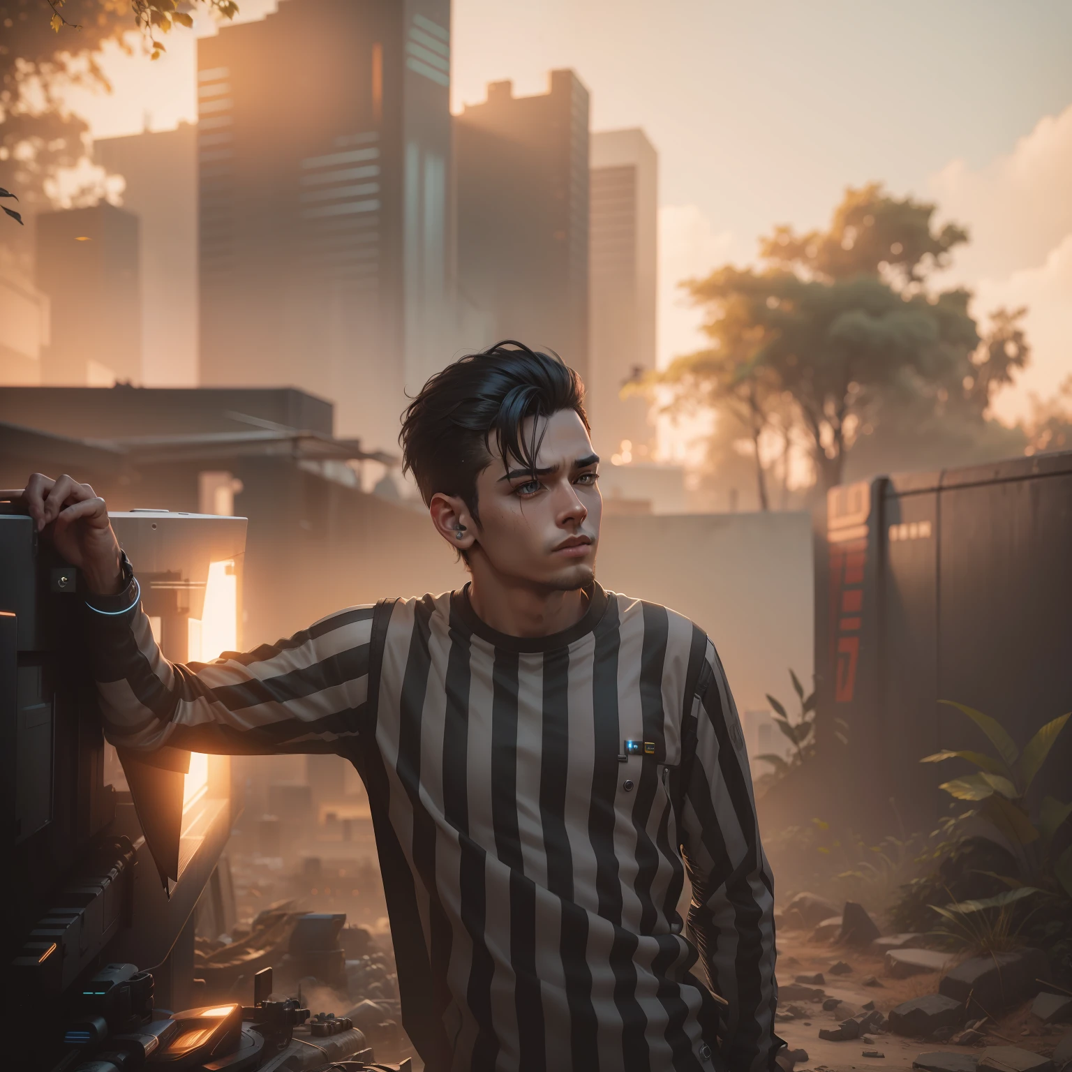 Cenge background  cyberpunk handsome boy realistic be fece 8k ultra realistic