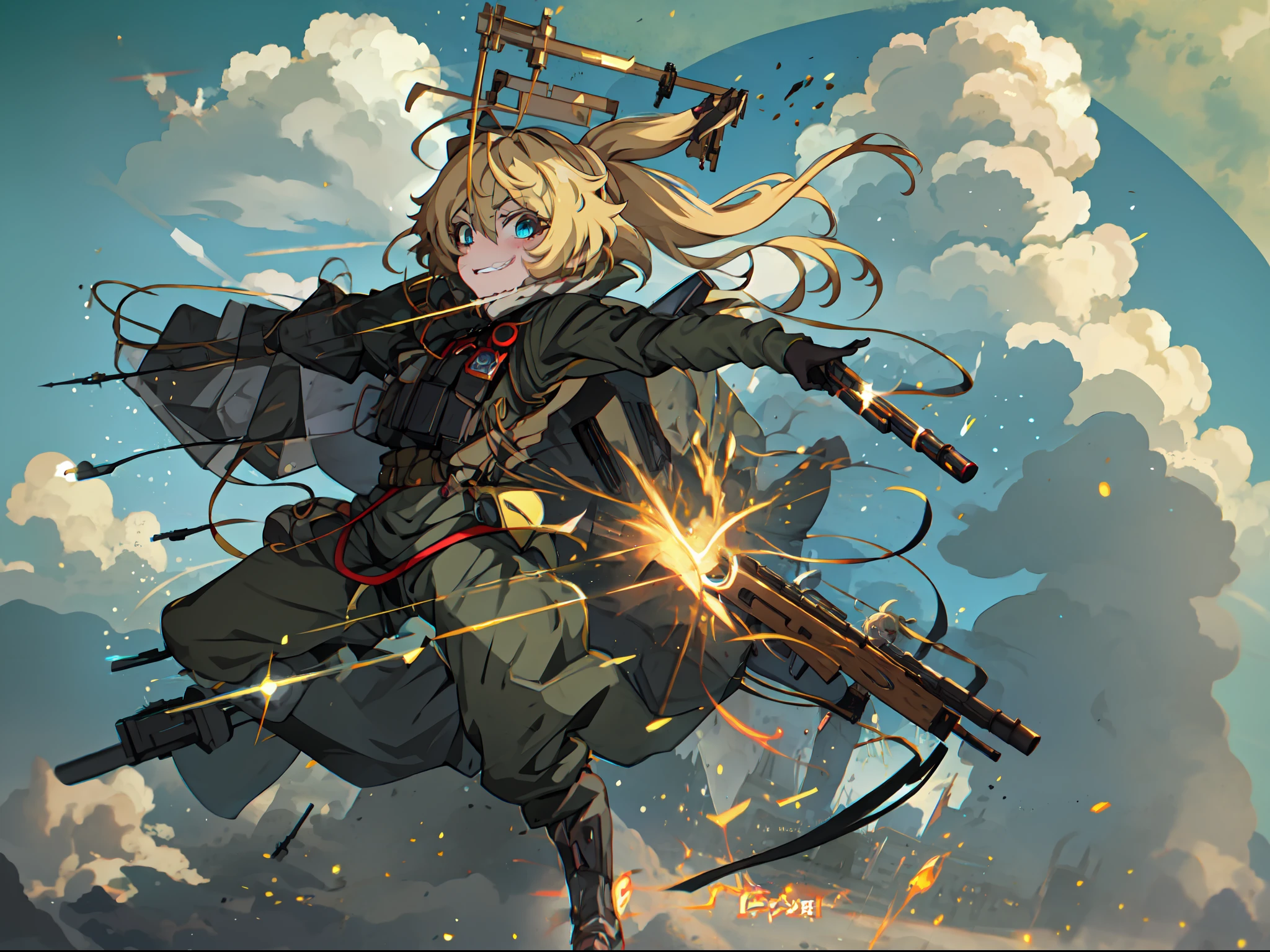 anime girl with a gun and a bow in her hand, anime machine gun fire, badass anime 8 k, cushart krenz key art feminine, key anime art, mechanized soldier girl, guweiz on pixiv artstation, mechanized valkyrie girl, guweiz on artstation pixiv, female action anime girl, cushart kenz, tanya degurechaff