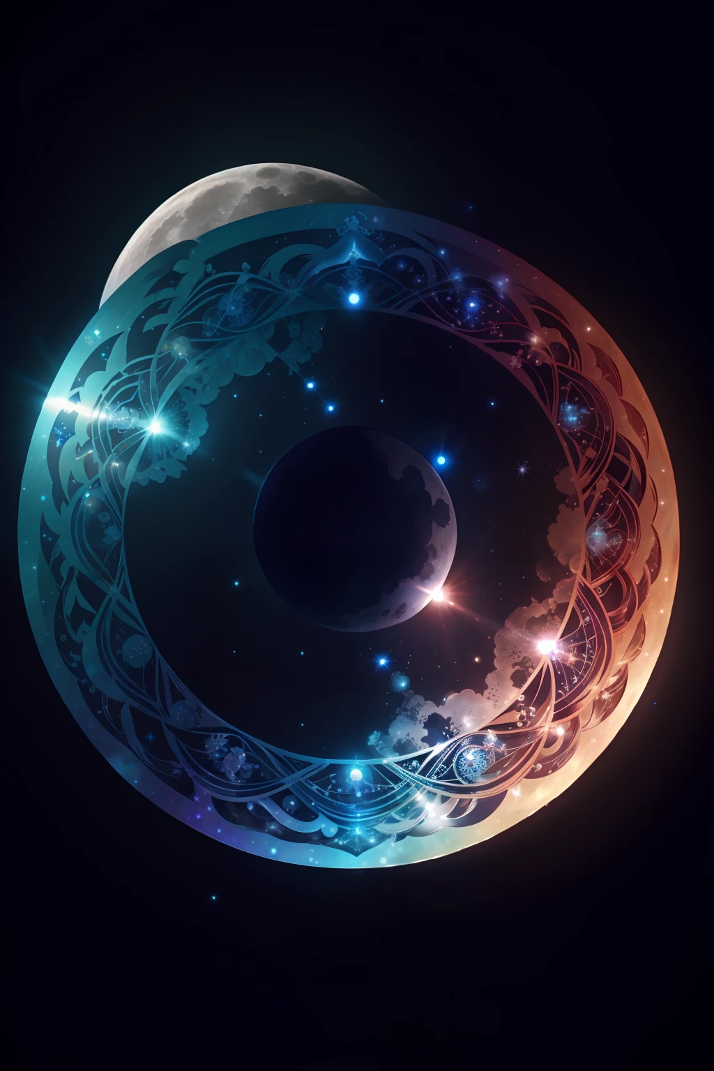 Iridescent Full Moon､angelicales、constellation、water background､mystical