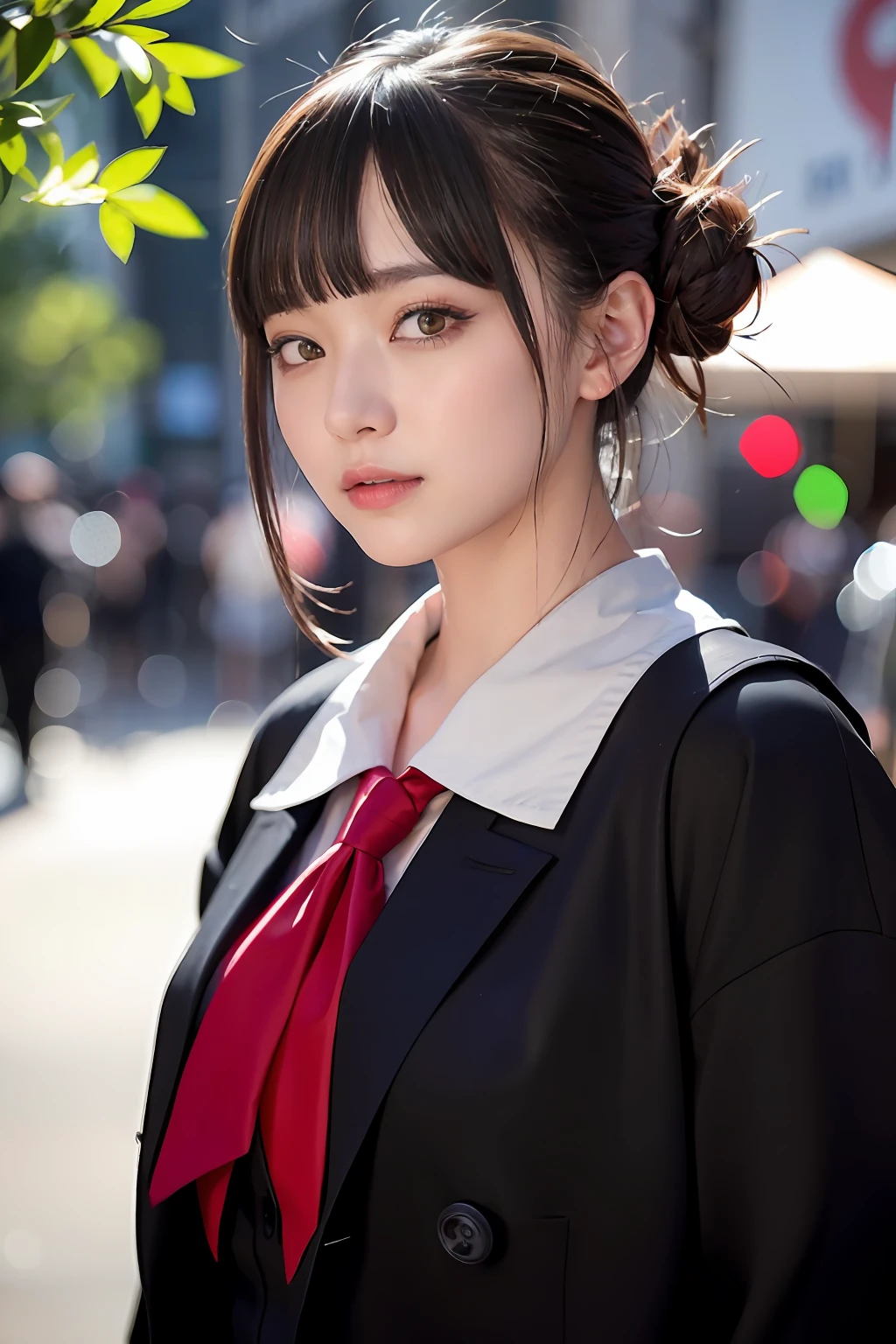 ((A dark-haired、Dark eye shadow、Dark eyeliner、{Semi-long、tthin eyebrows、Red Colorcon、What a red eye、redeyes、white shirt、Black tie、Black apron、Scars on the face}))、NSFW、masterpiece、top-quality、hightquality、magnifica、Beautiful fece、hight resolution、Very high resolution、Raw photo、Best Illustration、hyper realisitic、1girl in、realisitic、The ultra-detailliert、Photorealsitic、incredibly absurdness、a closeup、Floating hair、Soft light、Cinema Lights、Film grain、full body Esbian、depth of fields、blurry backround、bokeh dof:1.4、eyes focus、85mmレンズ、professionally lit、lensflare、Luminous particles:0.6、Professional Writing、portlate:0.6、Photon mapping、Radio City、physically-based renderingt、a japanese girl、sexual excitement:1.5、Lifelike face、Realistic body、real looking skin、huge-breasted:1.3、well-styled、camel's toe、light skinned:1.1、cute little:1.5