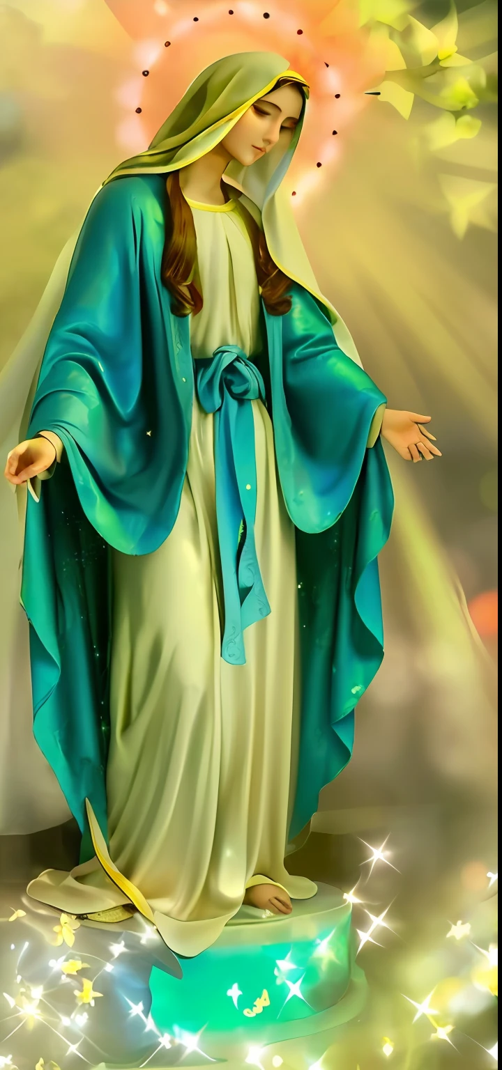 (((Blessed Virgin Mary))) Obra maestra, (La mejor calidad: 1.2), (super fine: 1.2), illustration, (extremadamente delicado y hermoso: 1.2), movie angle, flotante, (Hermoso ojo de detalle: 1.1), (detalle luz: 1.1), Movie Lights, Cielo delicado, ojos azules, (Cola de caballo alta: 1.1), capa, ojuelos, (luna: 1. 2), (Luz de la luna: 1.1), cielo estrellado, (light particles: 1.1) dibujo, flor. (Obra maestra), (La mejor calidad), (fotorrealista:1.3), 8k, Textura detallada de la piel, Textura detallada de la tela, Hermosa cara detallada, Detalles intrincados, Ultra detallado (cuerpo de cuerpo entero:1.2)