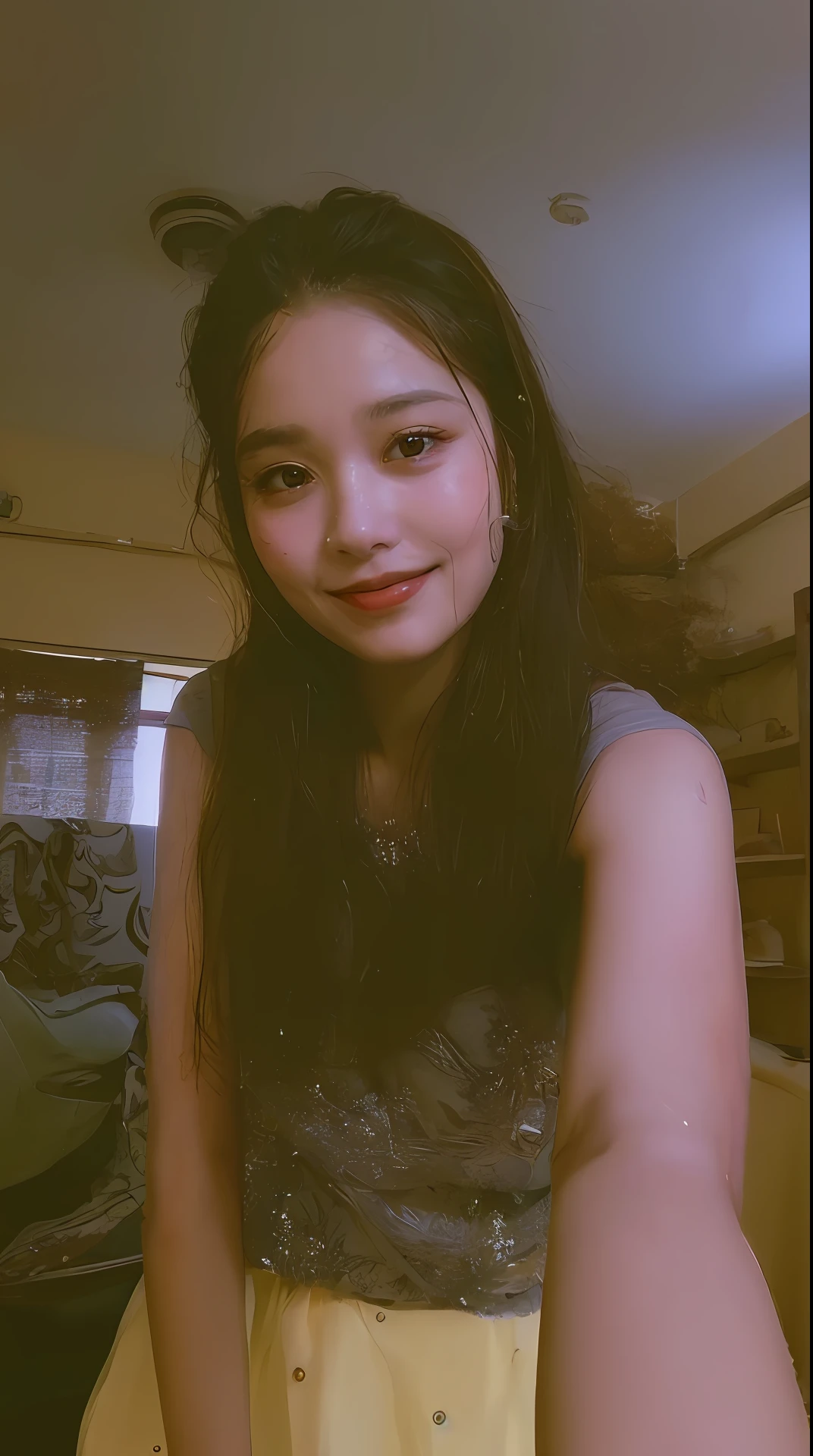 (Best Quality, 4K, Masterpiece: 1.3), Beautiful Woman, 1, (Breasts, Perfect Body: 1.2), Abs: 1.1, Dark Brown Hair: 1.1, (Wet Rain, Wet Body: 1.2), Ultra-Detailed Face, Detailed Lips, Detailed Eyes, Double Eyelids, Light Clothing, Nipple Protrusion: 1.3, Clothes Sheer, Clothes Transparent, Smile