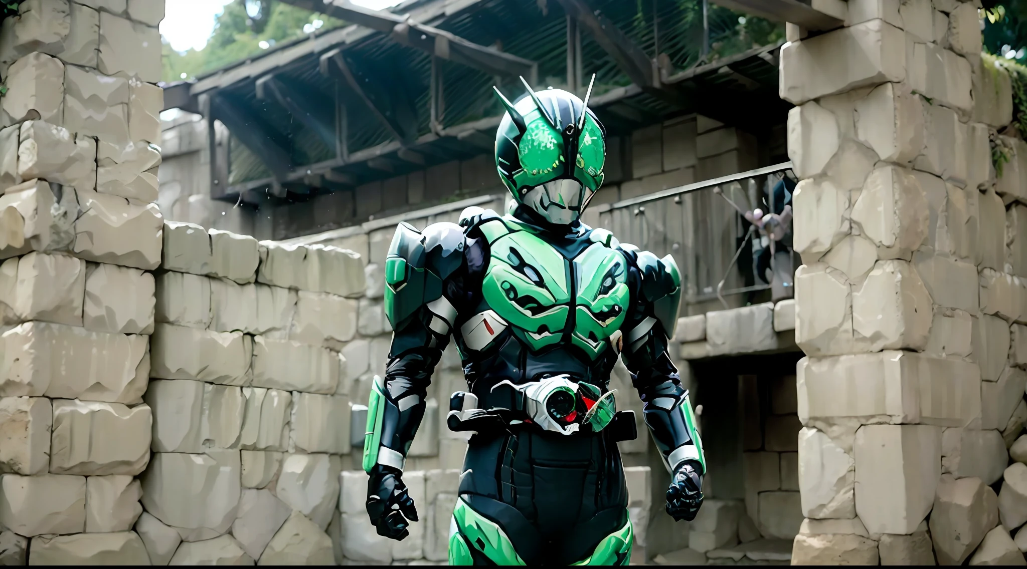 (SFW)、8k、RAW Photography、Fujifilm Eterna style photo、(murky:1.4)、(Backlit photo:1.4)、(face at viewer:1.2)、full bodyesbian、(Kamen Rider:1.1)、Grasshopper mask、Neon eye multicolor(Exo suit:1.2)、armure(Belts and gauntlets:1.1)、outside of house、battle posture、(ighly detailed:1.4)、Blake by Alyssa Monks、Annie Swinnerton、Beatrix Potter、Andrea Mantegna、Marco Mazzoni、Sarah Walfark、Carlos Cruz Diez、 Saturno Bhutto , John Tortleben ,nouveau painting masterpiece、Completely original、