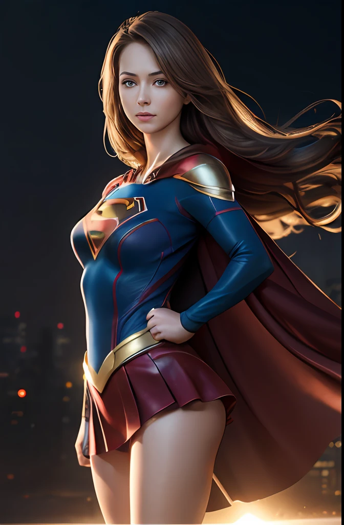 supergirl, (photo realistic:1.4), (hyper realistic:1.4), (realistic:1.3), (smoother lighting:1.05), (increase cinematic lighting quality:0.9), 32K, 1girl,20yo girl, realistic lighting, backlighting, light on face, ray trace, (brightening light:1.2), (Increase quality:1.4), (best quality real texture skin:1.4), finely detailed eyes, finely detailed face, finely quality eyes, (tired and sleepy and satisfied:0.0), (Increase body line mood:1.1), (Increase skin texture beauty:1.1, full body image --auto