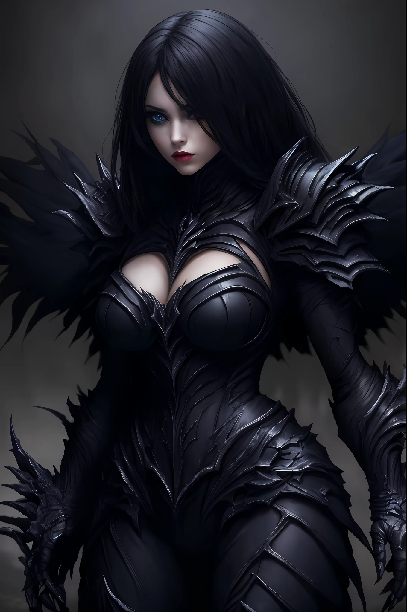 4K, Masterpiece, highres, absurdres, edgDeathKnight,a woman in dark armor ,wearing edgDeathKnight armor,