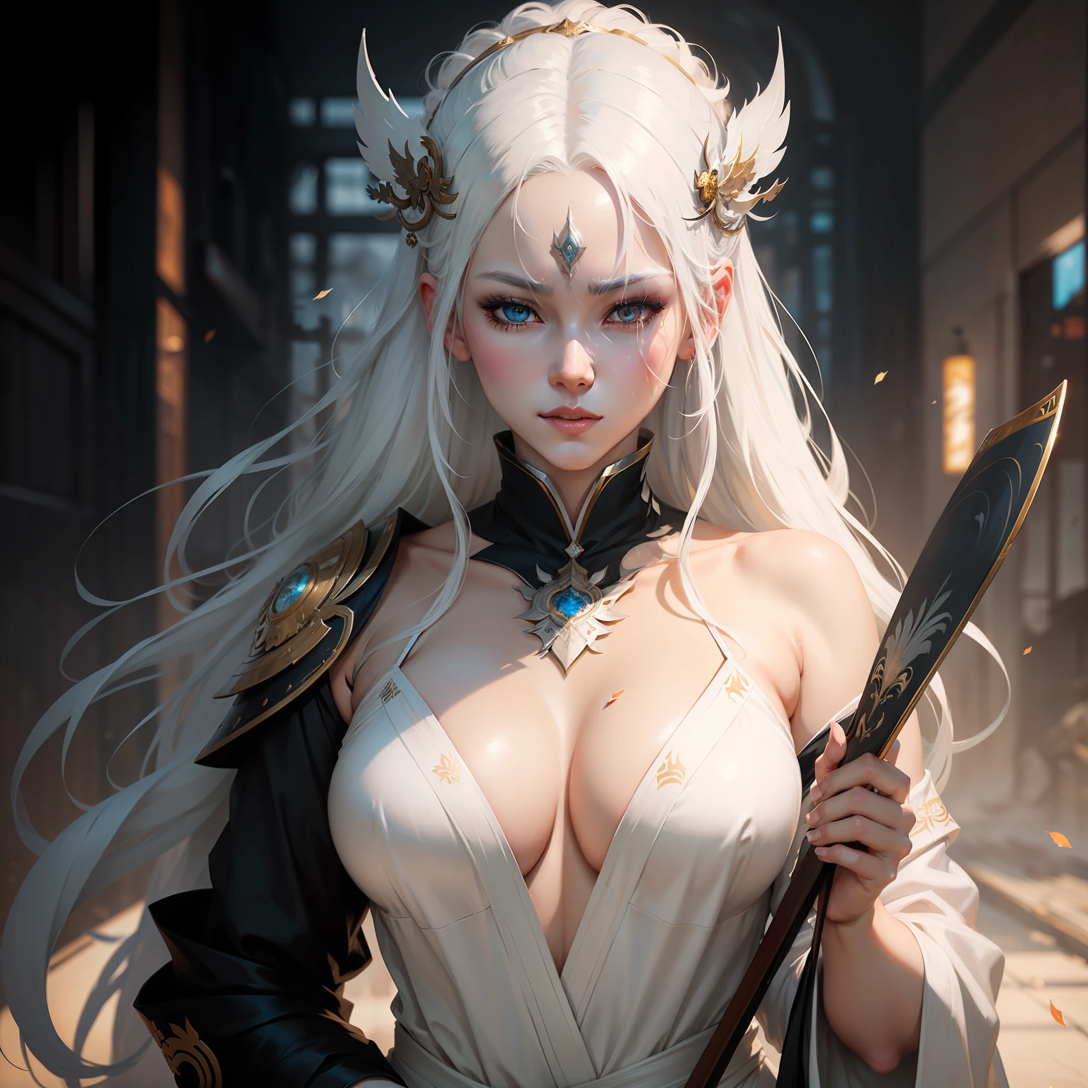 a close up of a woman with white hair and a white mask, beautiful character painting, guweiz, artwork in the style of guweiz, white haired deity, by Yang J, epic exquisite character art, stunning character art, by Fan Qi, by Wuzhun Shifan, guweiz on pixiv artstation