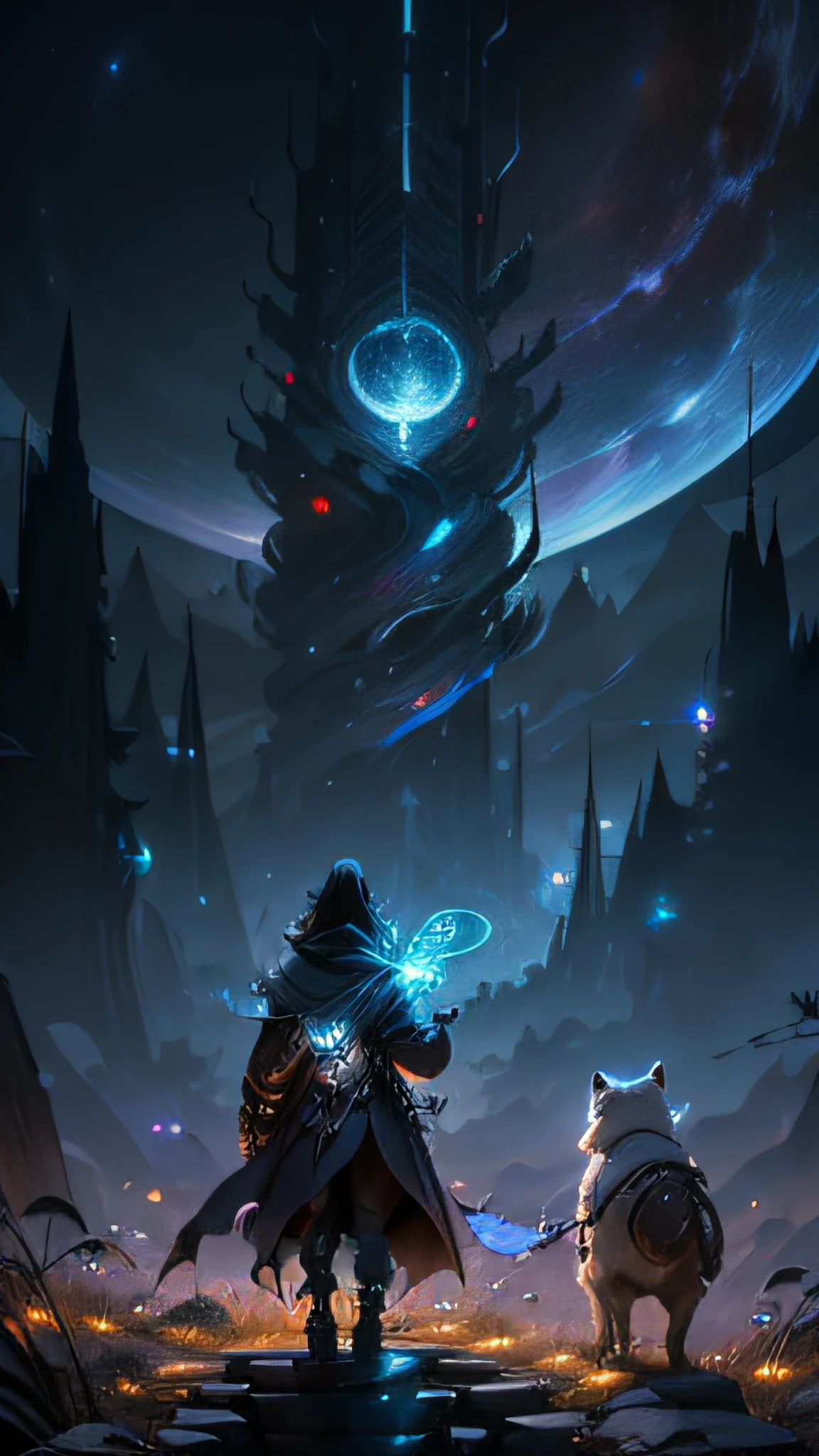 ((Best quality)), ((masterpiece)), (highly detailed:1.3), 3D, In a distant future where the boundaries between science fiction and fantasy have dissolved, the world is a tapestry of awe-inspiring wonders. Enter a universe where magic and technology coexist in harmony, shaping the destiny of civilizations across vast reaches of space.At the heart of this realm lies the Celestial Nexus, an intergalactic hub of mystical energies and technological marvels. Here, arcane knowledge intertwines with cutting-edge science, giving rise to a society where spaceships are imbued with the power of ancient spells, and technology is augmented by the mystic arts.Embark on a grand odyssey as a young explorer, destined to unravel the secrets of the Celestial Nexus. As you traverse the uncharted realms of the cosmos, encounter diverse civilizations teeming with beings who possess extraordinary abilities. From the ethereal Elven Spires, where the art of interdimensional travel is perfected, to the cybernetic enclaves of the Android Conglomerate, witness the tapestry of life as magic and technology intertwine.Unleash your latent powers as you become attuned to the energies that flow through the Nexus. Harness the ancient incantations of forgotten sorceries to propel your starship across the vast expanse of the cosmos. Engage in epic battles against cosmic abominations and interstellar tyrants, wielding enchanted weapons infused with futuristic enhancements.As you delve deeper into the enigmatic realms of the Celestial Nexus, uncover the origin of this harmonious fusion of magic and technology. Discover the ancient prophecies that foretell a cataclysmic event threatening to tear apart this delicate balance. Unite with a band of extraordinary beings, each possessing their own blend of magical aptitude and technological expertise, to embark on a perilous quest to save the Nexus from imminent destruction.In this epic saga, your choices will shape the fate of worlds, as the boundaries between science and sorcery blur. Will you strive to maintain the delicate equilibrium between magic and technology or plunge headlong into uncharted territories, seeking to redefine the very fabric of reality?Prepare to be enthralled by the limitless possibilities of the Celestial Nexus, where science fiction and fantasy meld into a sublime symphony of adventure, where the cosmos itself becomes the canvas for your journey,HDR (High Dynamic Range),Ray Tracing,NVIDIA RTX,Super-Resolution,Unreal 5,Subsurface scattering,PBR Texturing,Post-processing,Anisotropic Filtering,Depth-of-field,Maximum clarity and sharpness,Multi-layered textures,Albedo and Specular maps,Surface shading,Accurate simulation of light-material interaction,Perfect proportions,Octane Render,Two-tone lighting,Low ISO,White balance,Rule of thirds,Wide aperature,8K RAW,Efficient Sub-Pixel,sub-pixel convolution,luminescent particles,