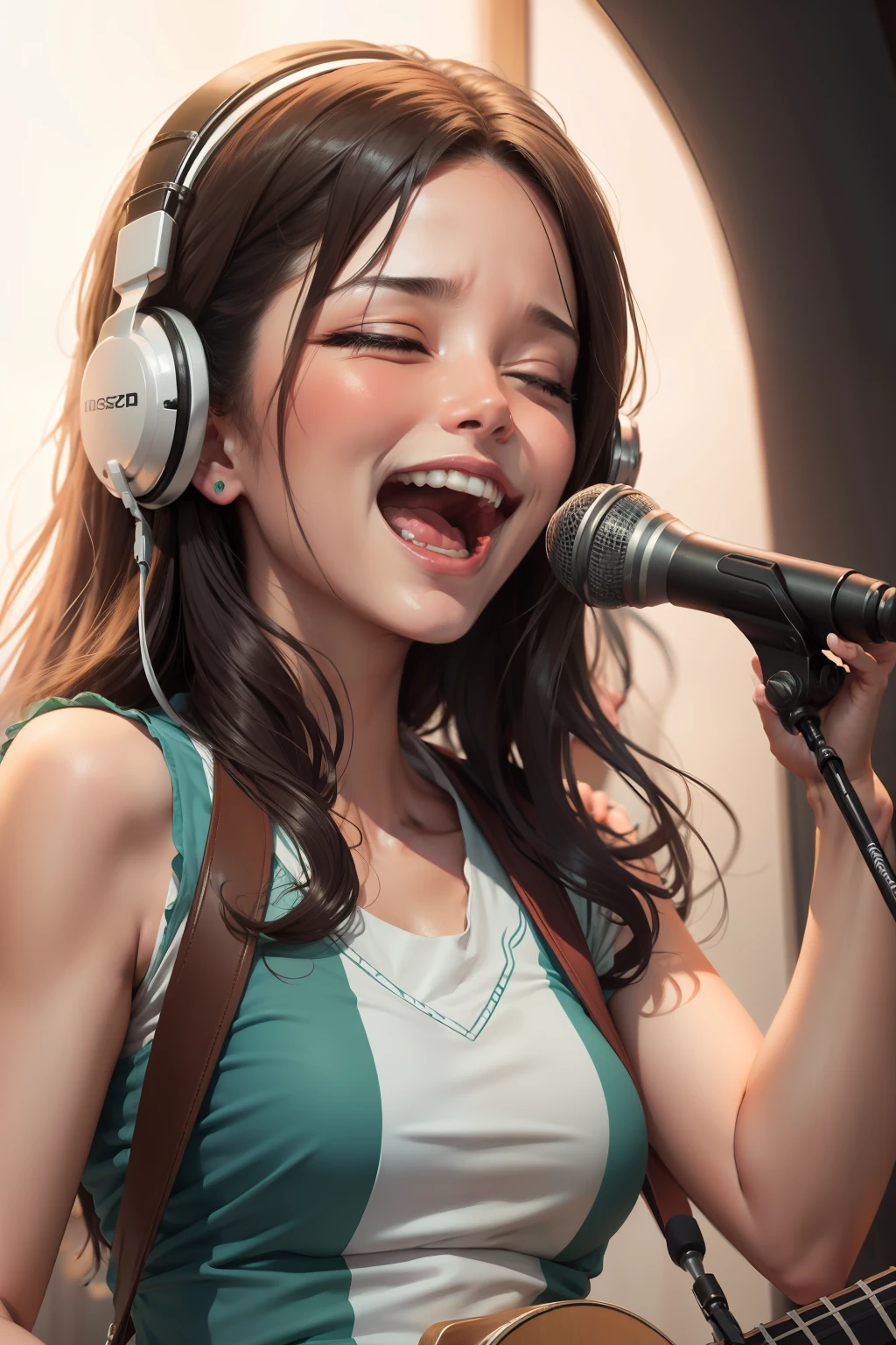 Singing, close-up, vocals, singing, relaxed, happy, joyful, singing