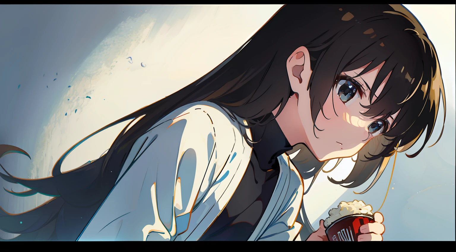 A dark-haired、Straight face、校服、movie、encounter、cute little、masterpiece、top-quality、Top image quality
