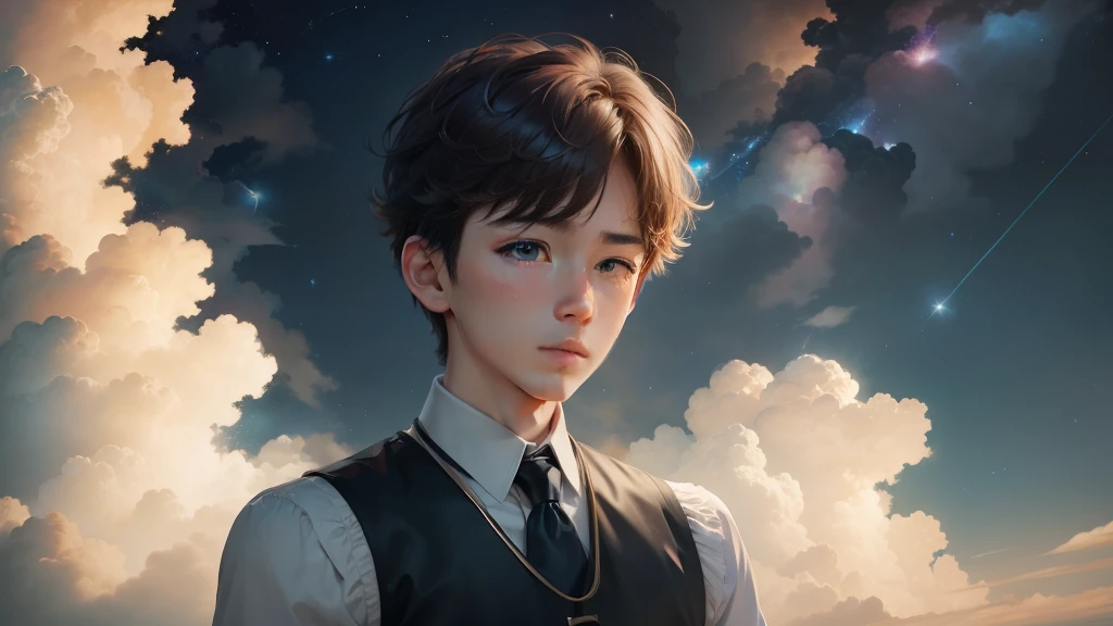 masterpiece, highest quality, 1boy, clouds, starry, sky, colorful