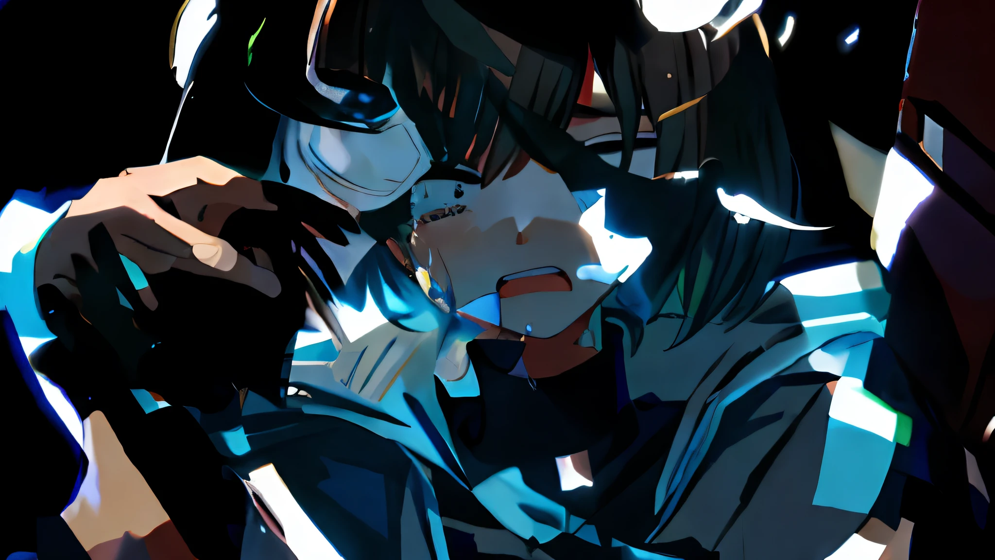 White with black,Crying face