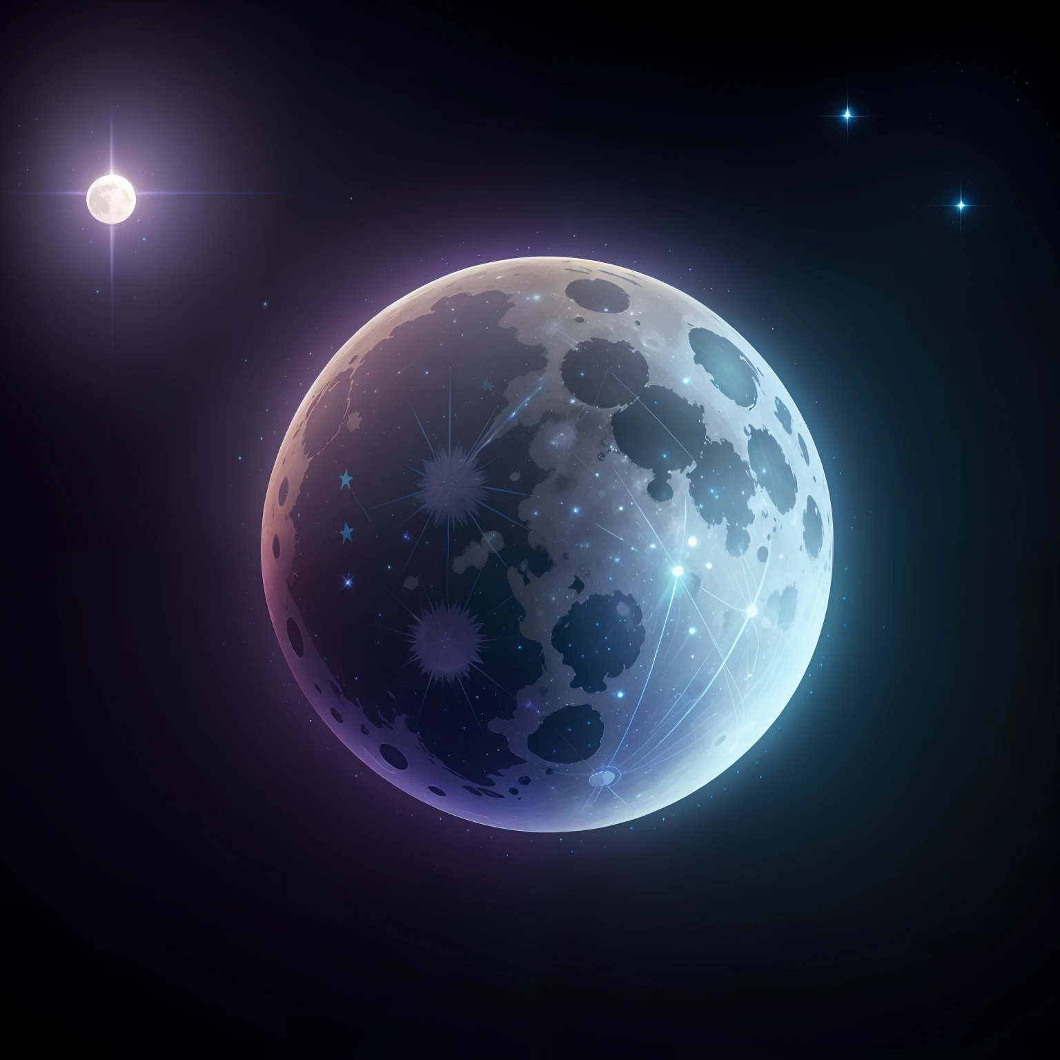 Iridescent Full Moon、angelicales、constellation、water background、Mystical