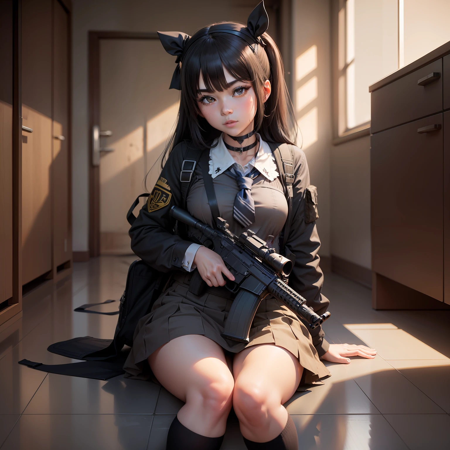 The M4A1 firearm personifies a schoolgirl