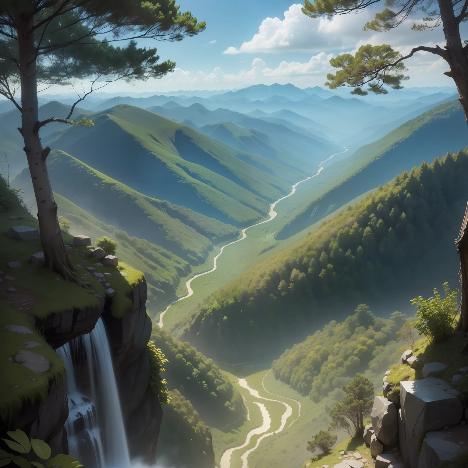 scenecy | vale | View from the top of the mountain | Dense forest Small river