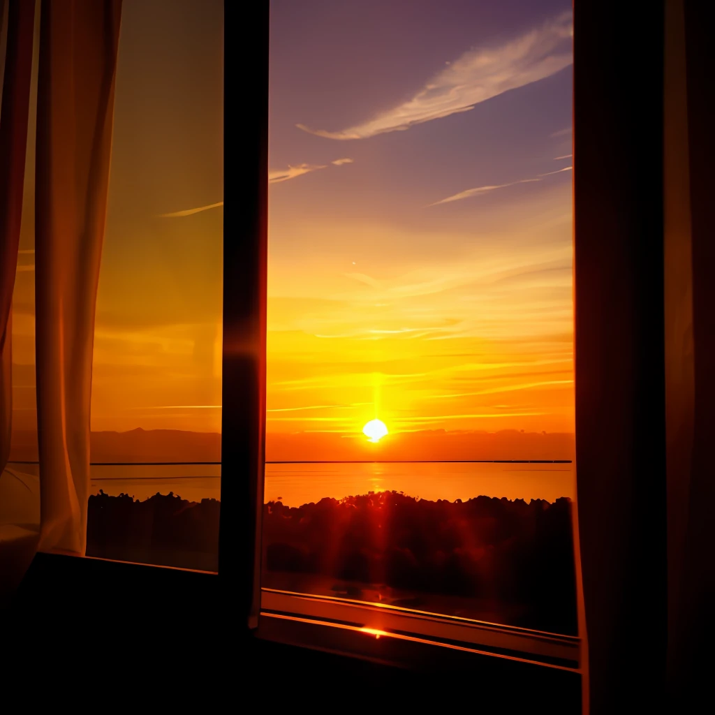 Sunset outside the window