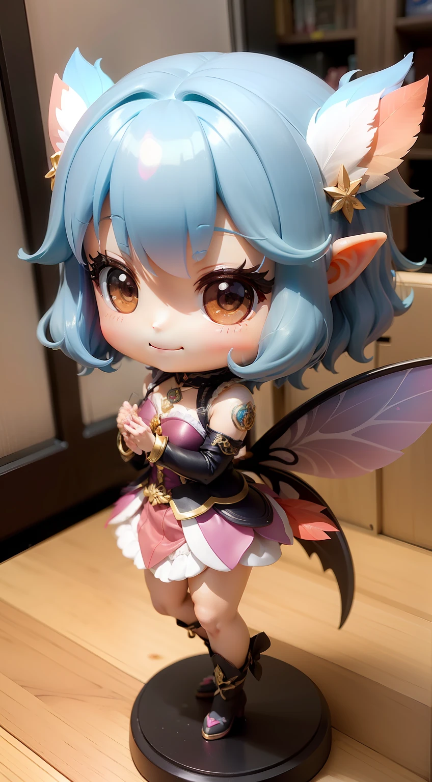 a beauty girl、Soio、super precision、accuracy、nendoroid、Chibi、Multicolored hair color、kawaii、Fantasia、faerie、A smile、Has feathers