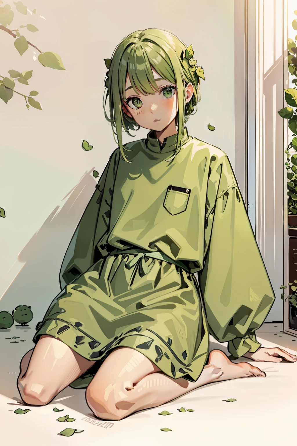 pea，Real Human，Green plants as background，stand，scribbles，warriors