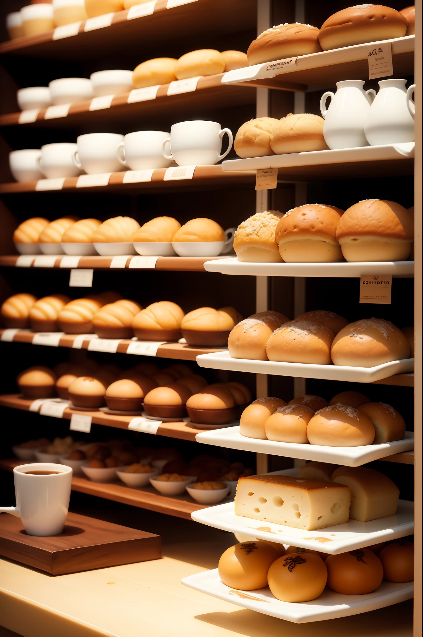 fotografia de comida, coffee cup, Cheese bread