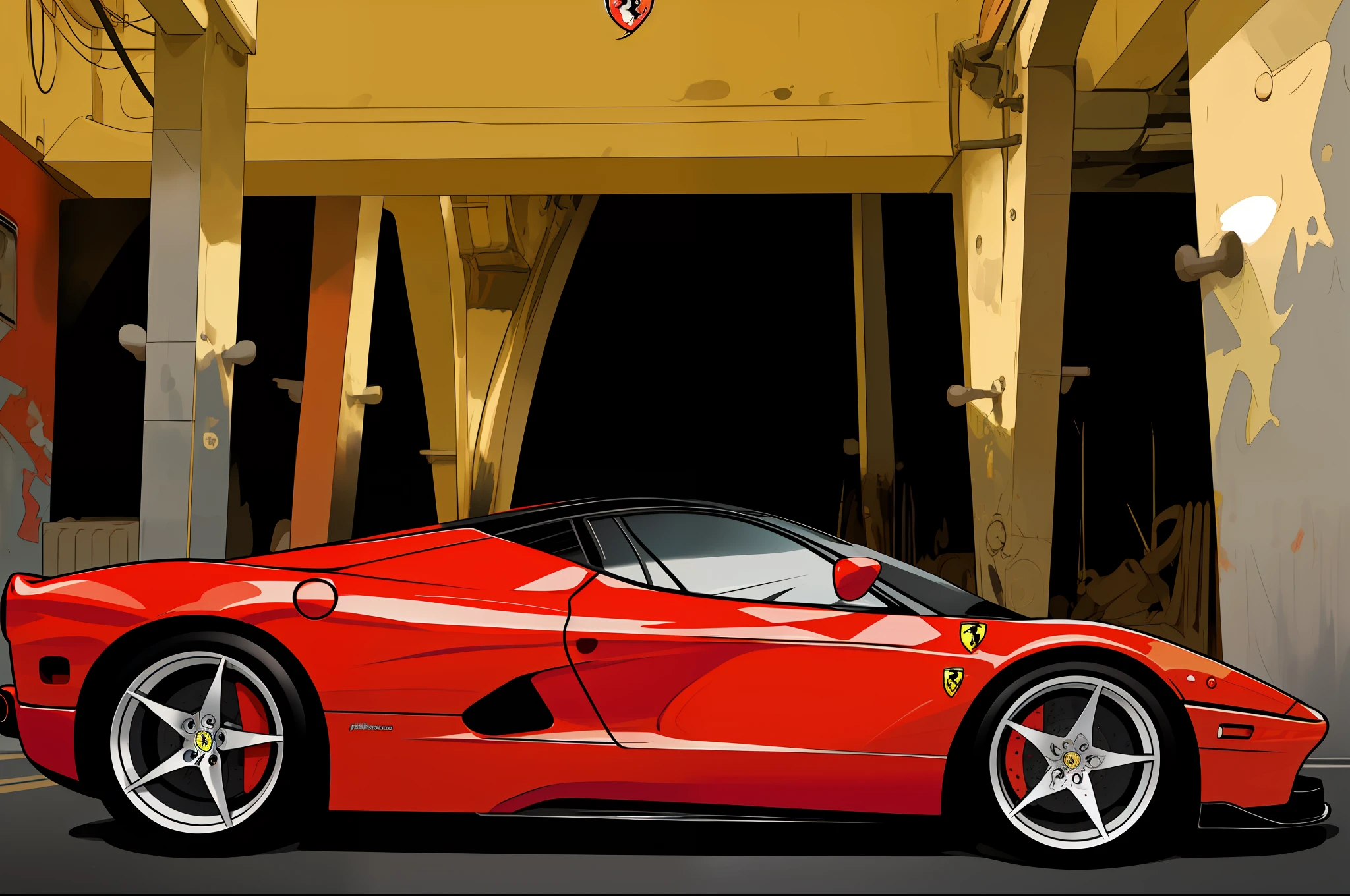 turn this ferrari to cartoon style, red color