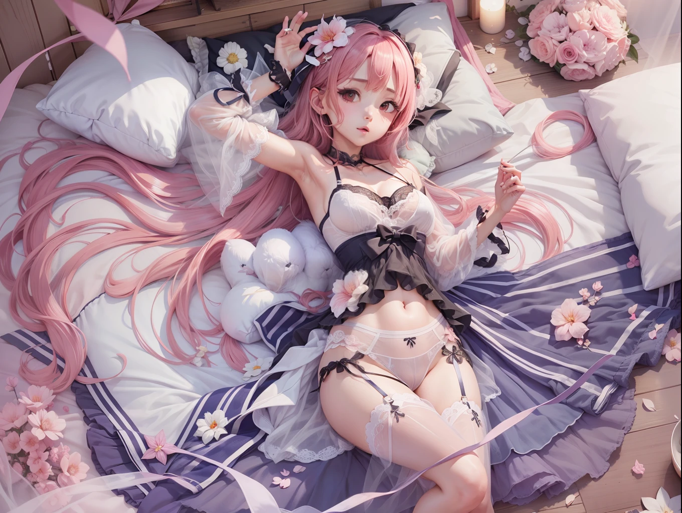 hightquality、masutepiece、Clean face、Navel dashi、Sheer clothing、Sheer underwear