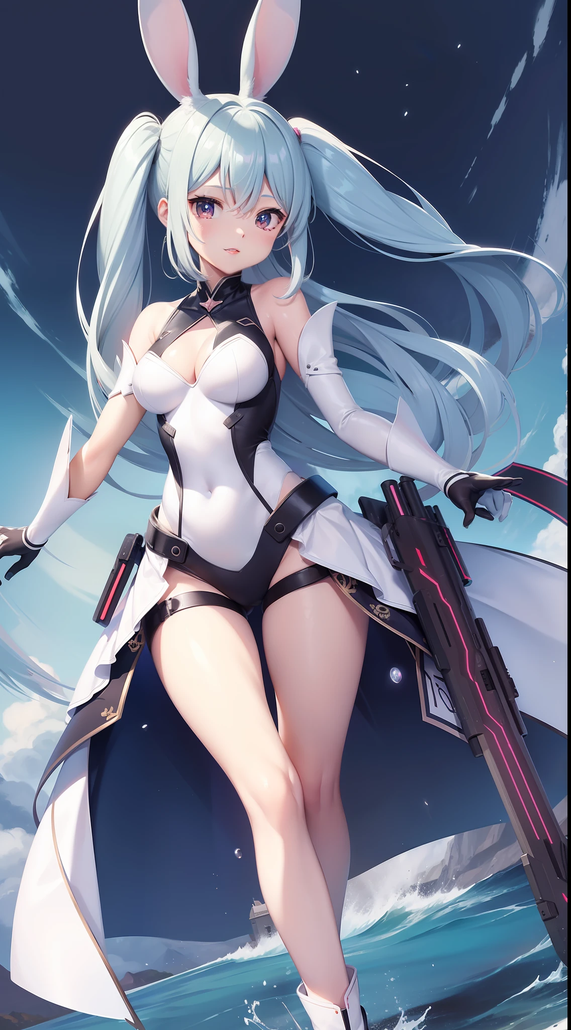 sftw,high-level image quality、hight resolution、8K image、Master gread picture,Rabbit-shaped combat robot、Anime Beautiful Girl