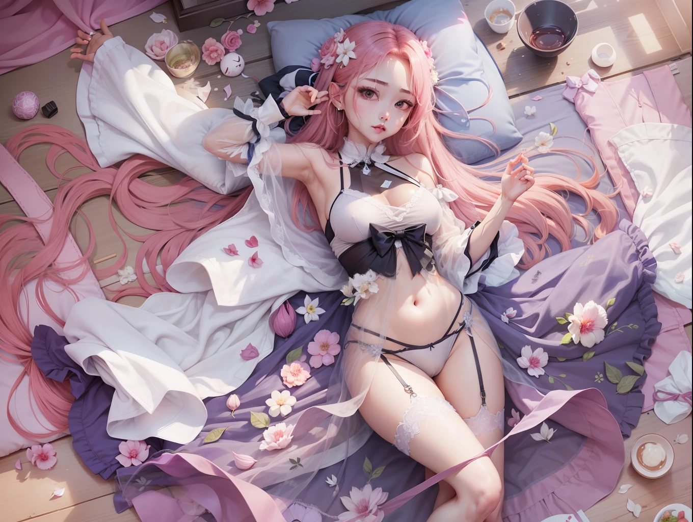 hightquality、masutepiece、Clean face、Navel dashi、Sheer clothing、Sheer underwear、Mansuji、Mansuji