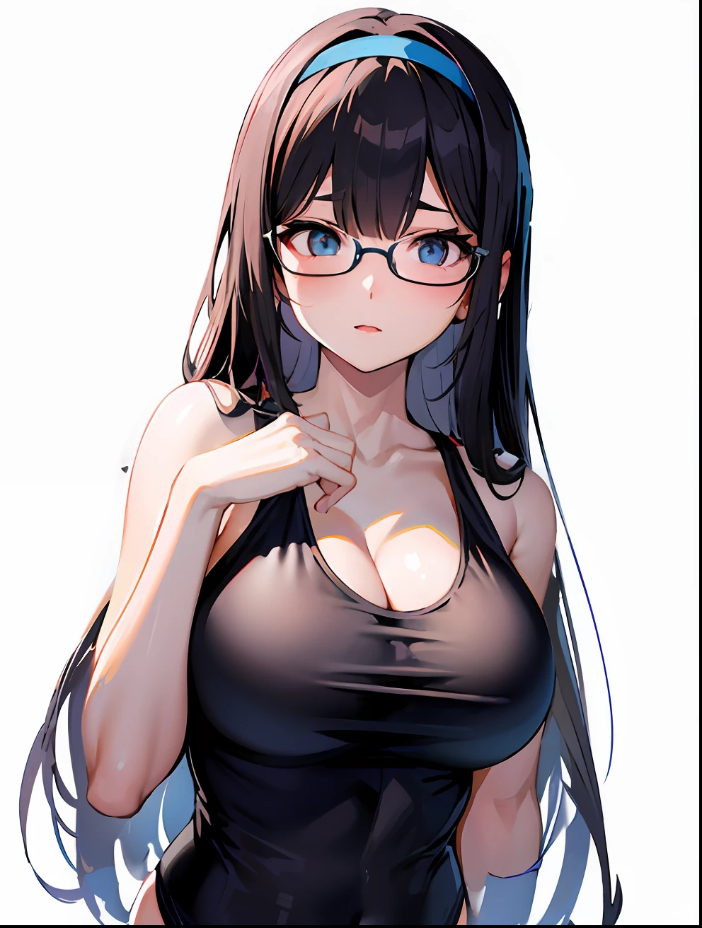 Please wear only a black school swimsuit、Breasts are big、cleavage of the breast、Shoulder out、鎖骨