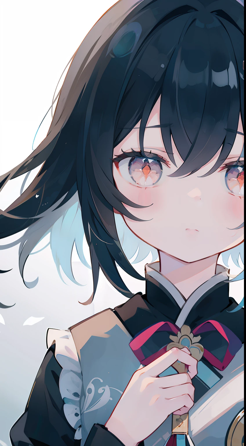 Jitome、One girl、Shoku、Straight face、masterpiece、Top image quality、top-quality、A dark-haired、Medium Hair、Sigh、Lifeless eyes、dark backgrounds、校服