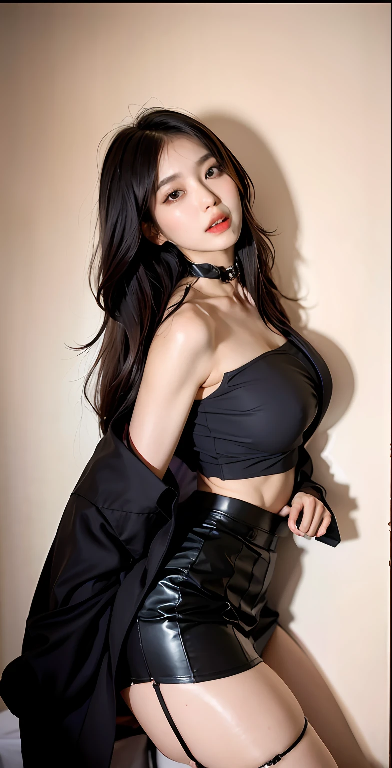 a close up of a woman in a black skirt and white top, gorgeous young korean woman, 2 4 year old female model, korean girl, beautiful south korean woman, gorgeous chinese model, attractive pose, korean woman, sexy look, beautiful young korean woman, sexy girl, very sexy outfit, beautiful asian girl, thicc, sexy pose, sexy look at the camera