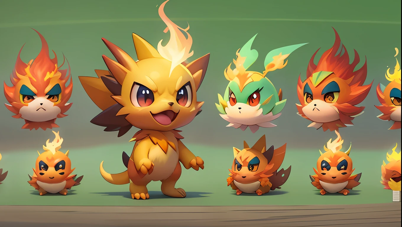 create a new style of cute fire Pokémon monster character digital art masterpiece 4k, solo character