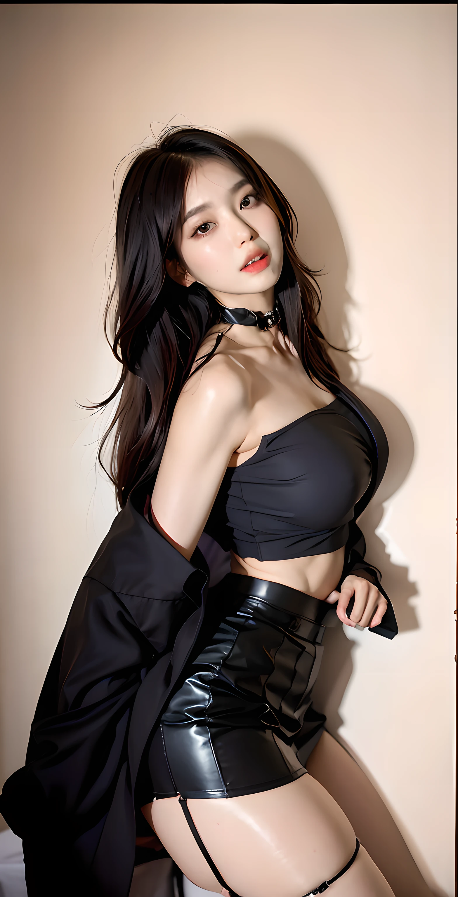 a close up of a woman in a black skirt and white top, gorgeous young korean woman, 2 4  old female model, korean girl, beautiful south korean woman, gorgeous chinese model, attractive pose, korean woman, sexy look, beautiful young korean woman, sexy girl, very sexy outfit, beautiful asian girl, thicc, sexy pose, sexy look at the camera