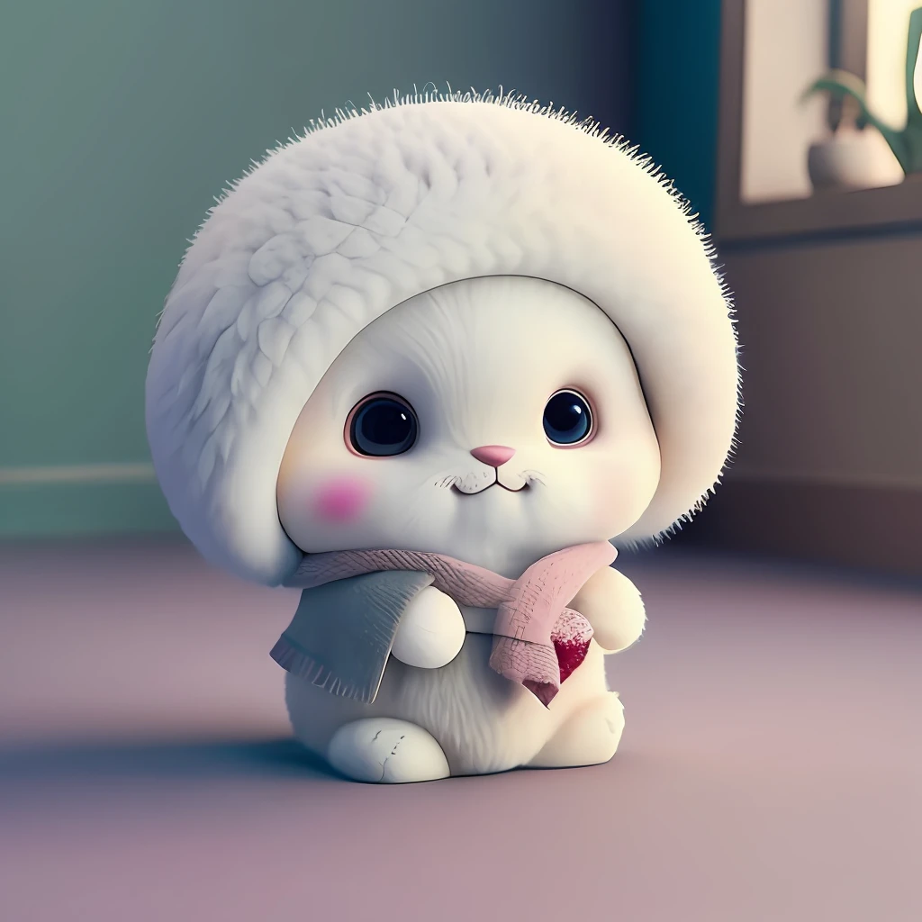 : 3. Coelho, realista, branco , peludo, animal vestindo um pijama