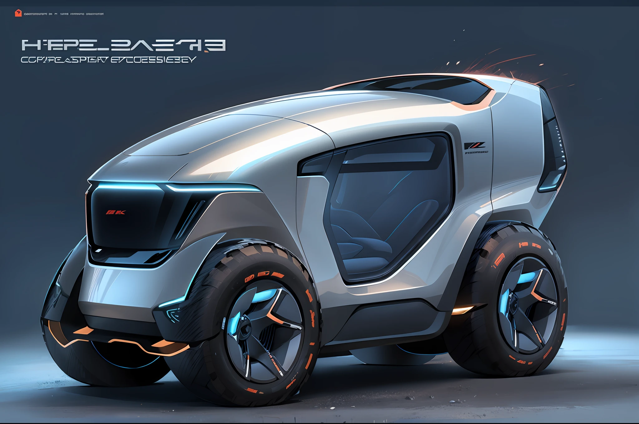 Commercial light trucks，With cargo box，concept automobile design，8K，hyper HD，high qulity，high detal，Future Transportation Design，Sci-fi car design，Be creative。