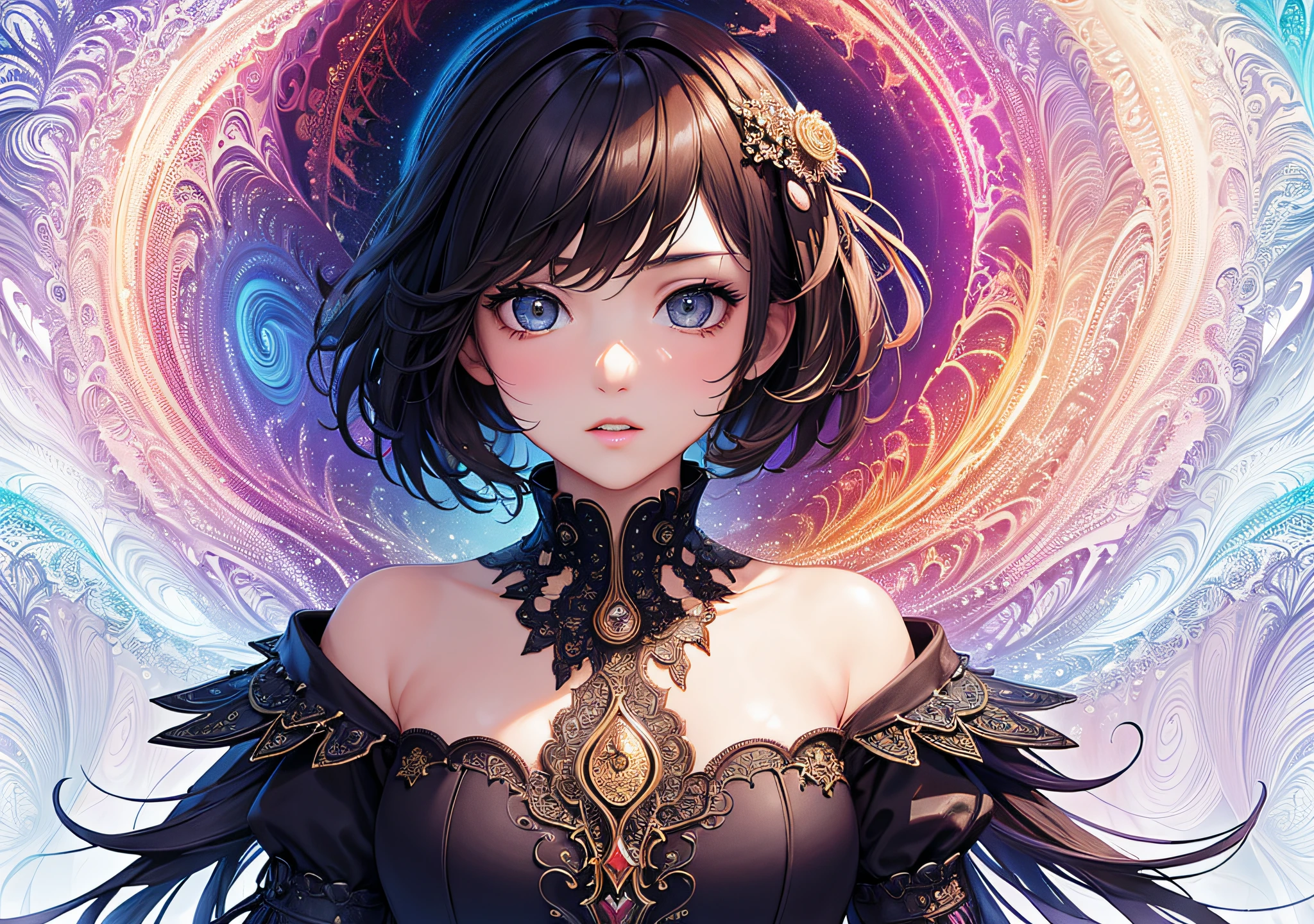 (masterpiece, top quality, best quality, official art, beautiful and aesthetic:1.2), (1girl), extreme detailed,(fractal art:1.3),colorful,highest detailed