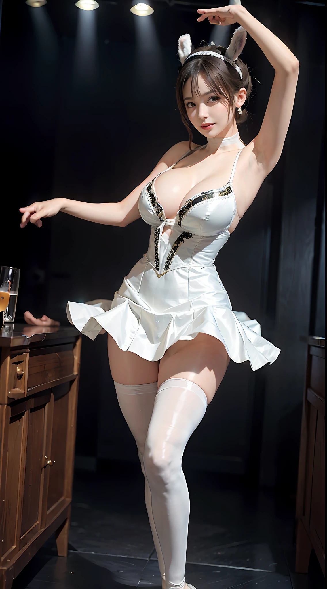 Surrealist women by David Hockney and Alphonse Mucha,Fantasyart,photographrealistic,动态照明,art stations,poster for,huge tit!lamplight,Stage,perform,theater,Volumetriclighting,Tall beauty,body high,Very detailed faces,4 k'',1girll,Stage,low tune,facial closeups,(Milk-colored ballet costume,samba,Ballet costumes,ballet dance,Miniskirt bunny girl headdress,cleavage:1.4), updo hair,lots of people,Redlip,ssmile,low chest,deep v big breasts,huge tit,Raised sexy,Bigchest,Large breasts,Breast swelling,Raised chest,blackstockings,Breasts are plump,crisp breasts,A plump chest,the breasts are large,Seductive expressions,Wear earrings,The skirt floated,Hair flowing up,Fairy under fan,wearing a choker,Wear a bracelet,The stands up,standing on your feet,long leges,blackstockings,Wet all over,Moisturizes the whole body,huge tit,Red lips,Curvy beauty,Female beauty,stocklings,gigantic cleavage breasts,black lence stockings,slenderlegs,Hot dance,ballet dance,Ballerina,full bodyesbian,beautifullegs,Dance,gracefulness,soft,softness,samba,samba,Noble,Rich,largeeyes,eye shadows,Long legs,beautifullegs,Thin leg,split,splitting legs,Dance,Dancer,split,Aerial capture,Jump up,Suspended in the air,Dancing in the air,The legs are long,Skirt bottom,Curvy beauty
