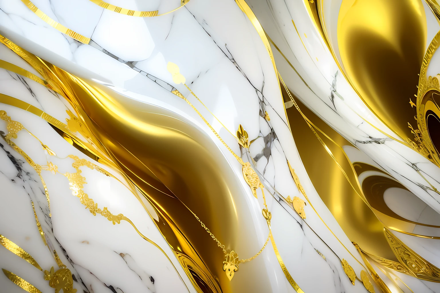 Marble with gold stripes and black background, carved marble texture silk cloth, marble and gold, made of liquid metal and marble, white marble and gold, baroque marble and gold in space, White marble，Golden decoration, marble and hint gold, gold and luxury materials, smooth marble surfaces, heavenly marble, Marble reflection, white calacatta gold marble，（Extremely detailed 8k wallpapers），k hd