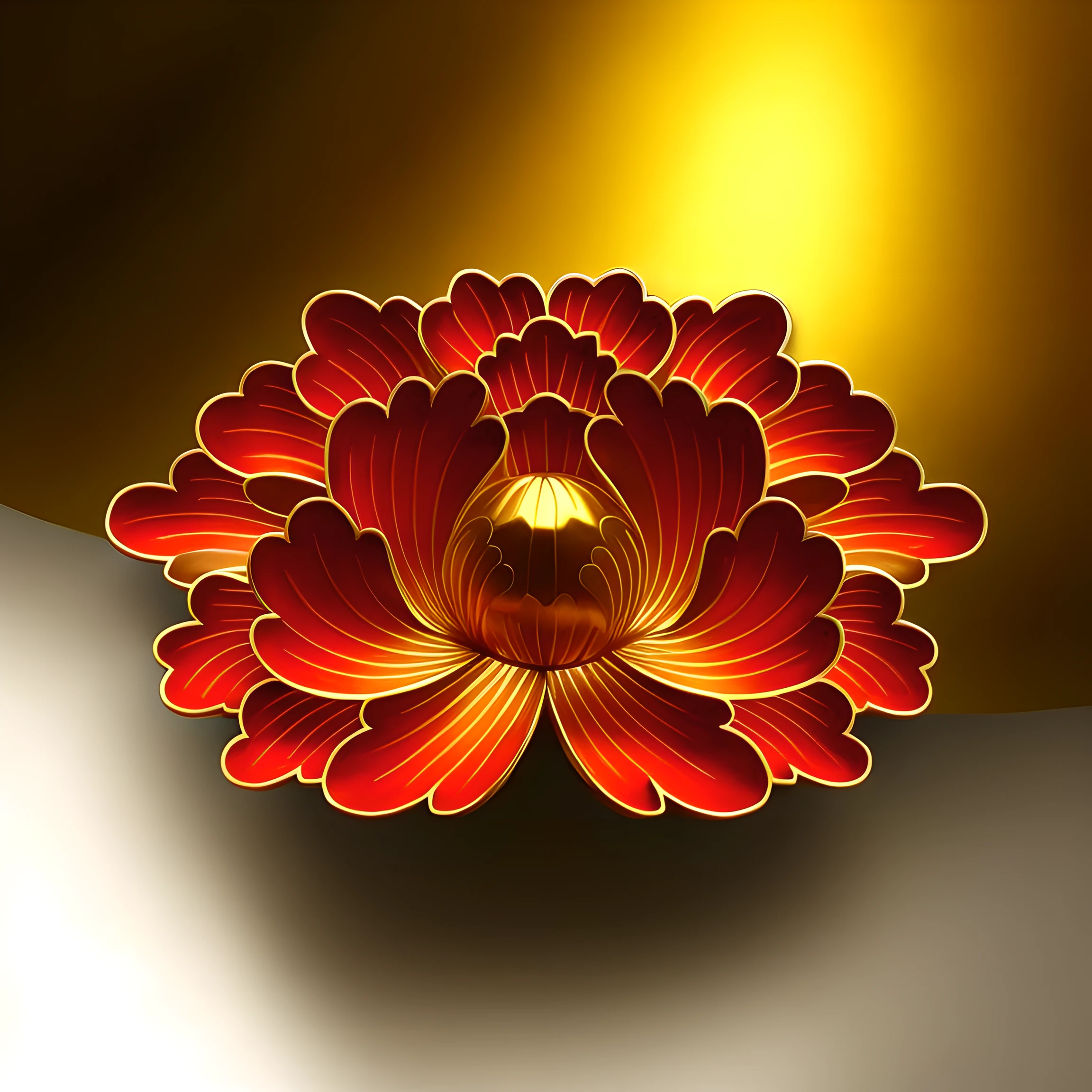 tmasterpiece,high qulity,Glazed texture,Golden peony flower crafts,Ultra-detailed light and shadow