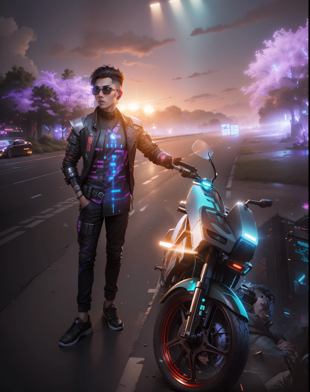 Cenge background cyberpunk handsome boy realistic be fece 8k ultra realistic