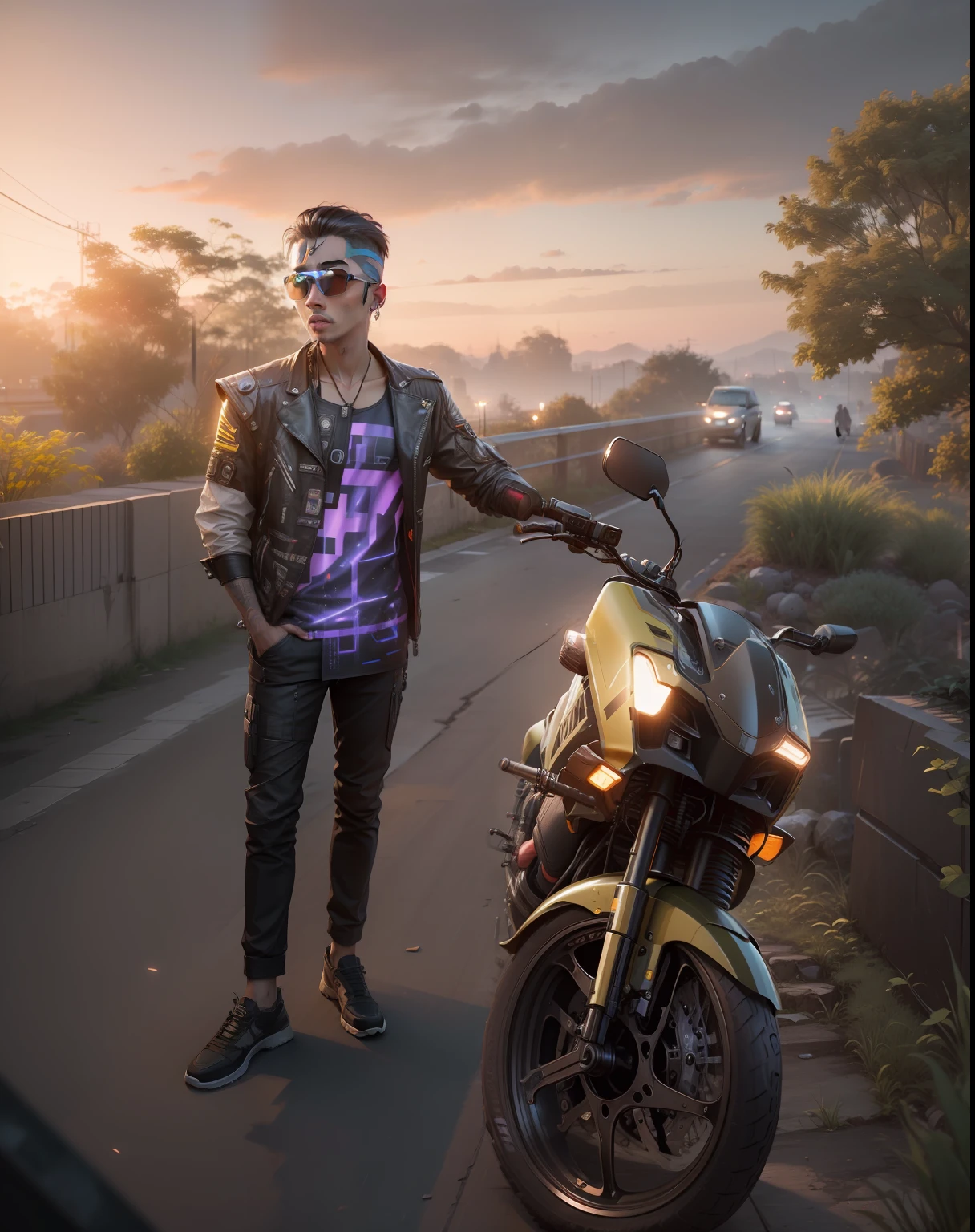 Cenge background  cyberpunk handsome boy realistic be fece 8k ultra realistic