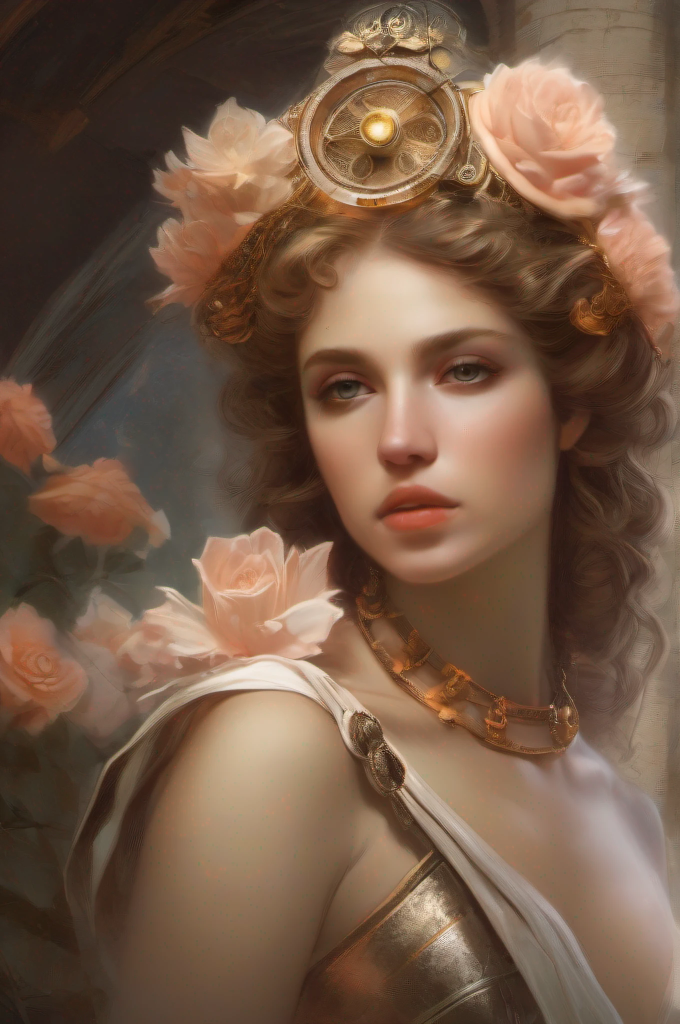 Portrait of Helen of Troy, The most beautiful of women, daughter of Zeus and Leda, femme fatale. There are Gears and Her breath, Refractive, and a majestic peach soars above it. You feel at home. Concept art explores symbolism, but, Por fim, You're reaching for the flower, give up attachments to the image of a flower, that you wanted, And instead, focus on the image of the flower, that you loved, From scratch, Rembrandt, WLOP