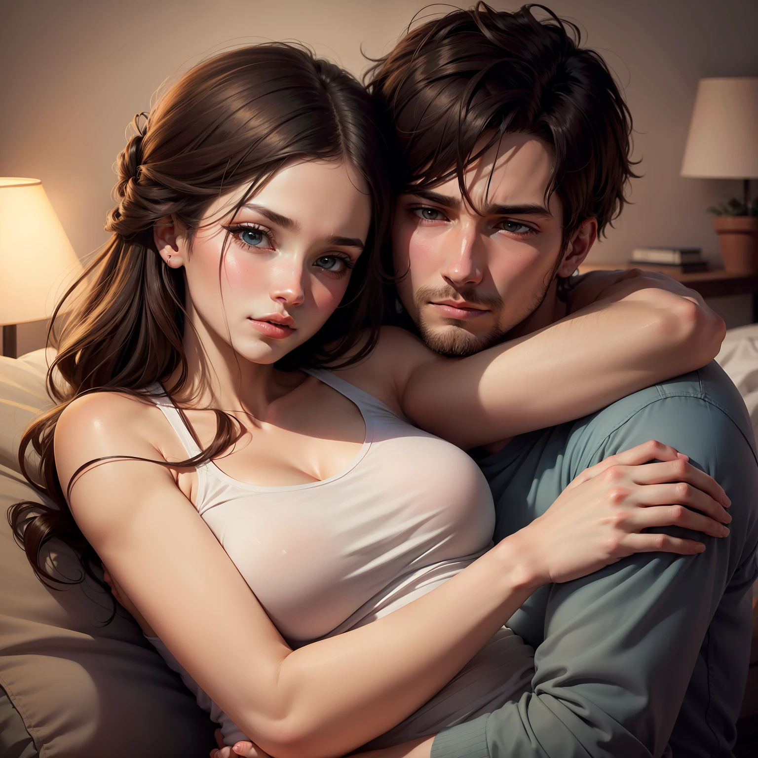 couple cuddling, after a difficult time.