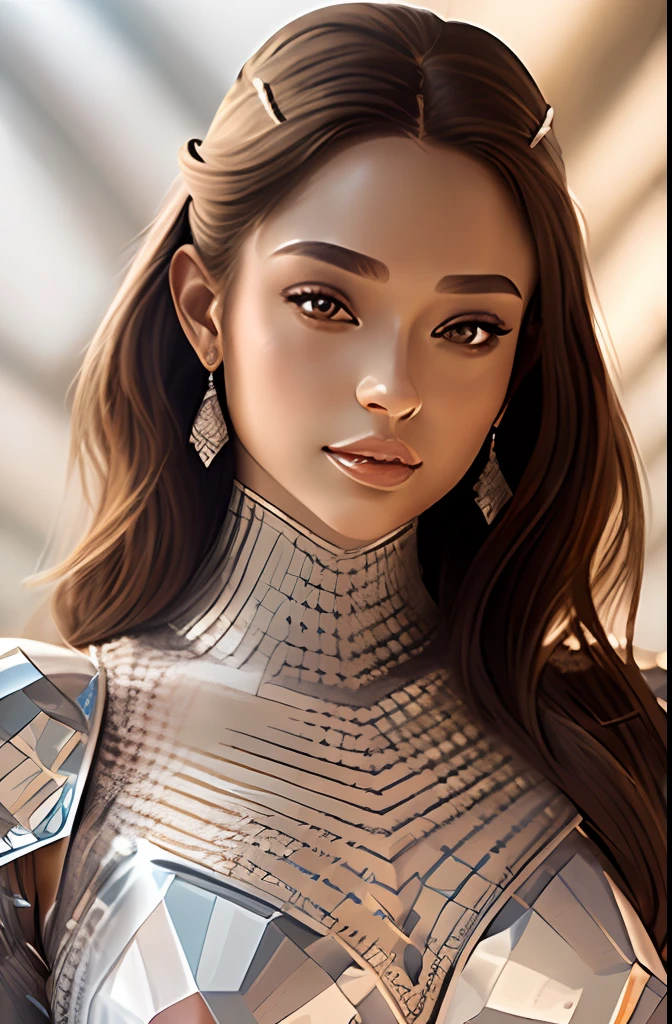 crystal bodycon dress, crystal dress, crystal armor, (sharp focus:1.2), portrait, ((posing)), (beautiful face:1.1), detailed eyes, luscious lips, ((skindentation)), (bright studio lighting:1.2), depth of field, bokeh, 4K, HD