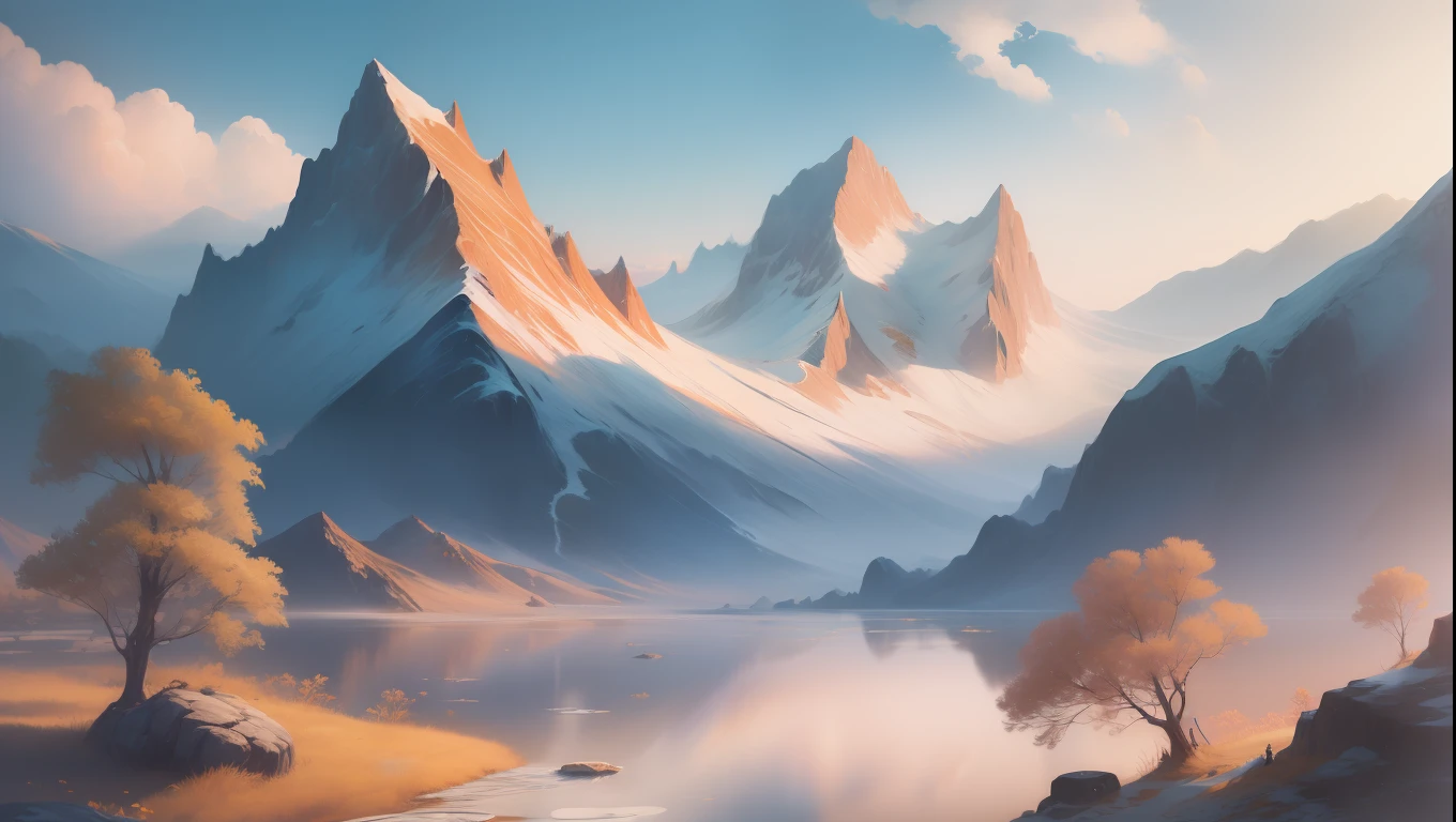 (((woman))),Ancient Chinese landscapes，Ultra-long lens，The macro picture，mountain ranges，Gold grain，rios，Auspicious clouds，rays of sunshine，tmasterpiece，super detailing，Epic composition，hyper HD，high qulity，extremely detaile，offcial art，Unity8k wallpapers，super detailing，32k -- V 5