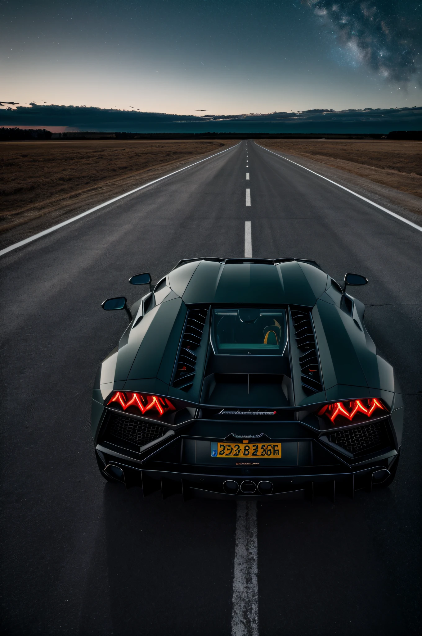 "RAW portrait photo,lamborghini standing , detailed nightsky on background Captured in stunning 8K UHD resolution with exceptional quality, reminiscent of film grain aesthetics. Shot with the Fujifilm XT3."