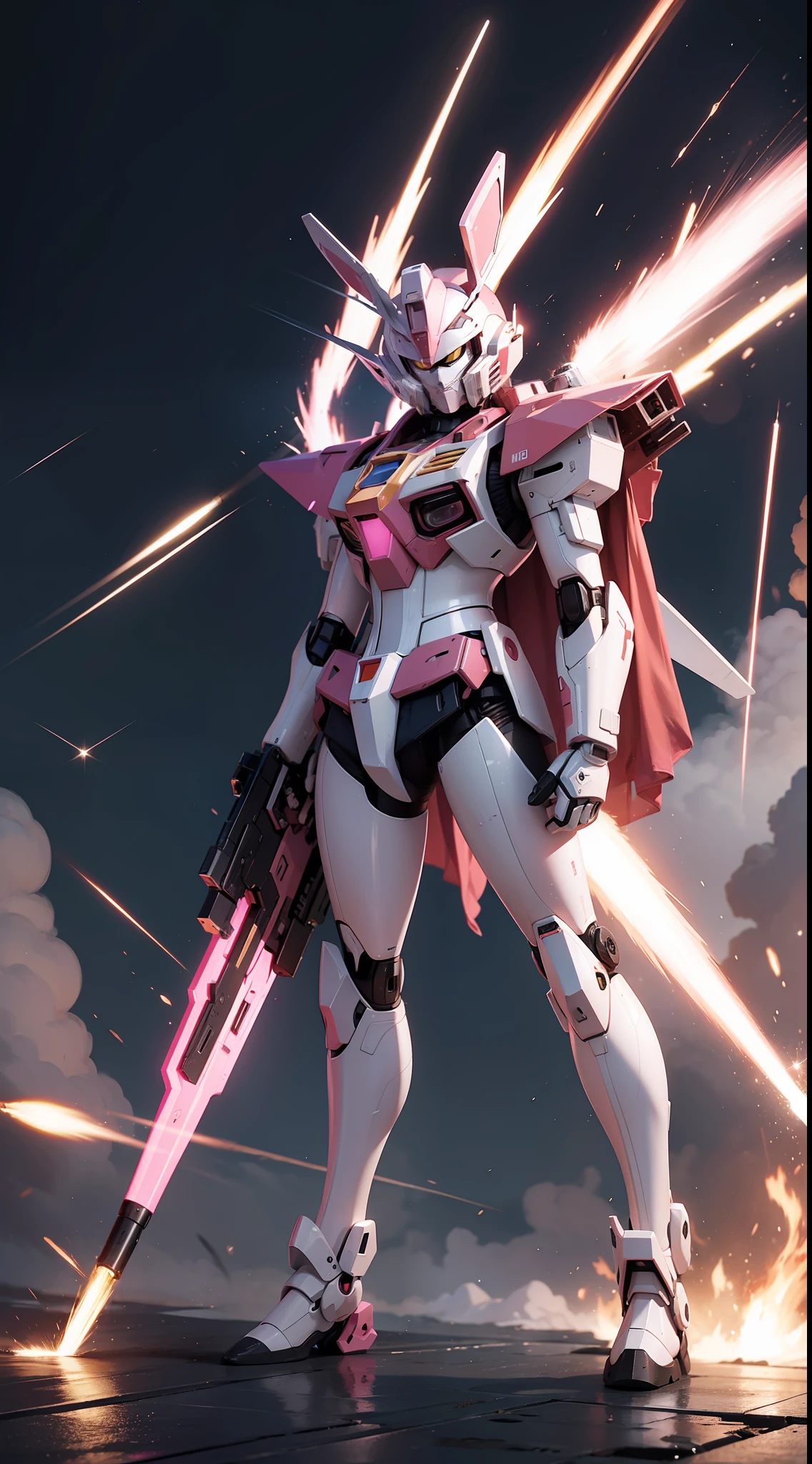 high-level image quality、hight resolution、８K image、Master Grade Image,pink there,lapin,Mechanical combat weapons、droid、Gundam,