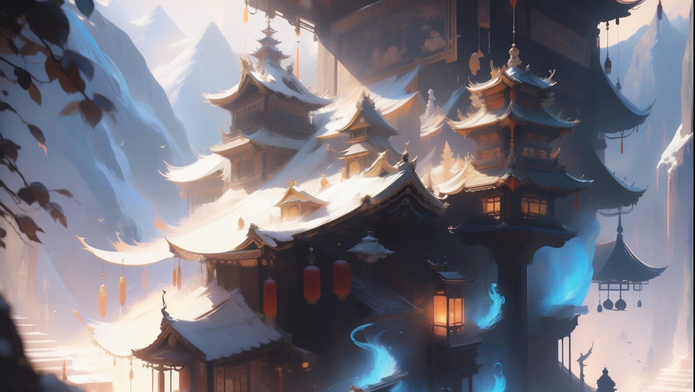 Ancient Chinese landscapes,ultra very long shot,larger picture,mountain ranges,Gold grain,rios,Auspicious clouds,rays of sunshine,tmasterpiece,super detailing,Epic composition,hyper HD,high qulity,extremely detaile,offcial art,Unity8k wallpapers,super detailing,32k -- V 5
