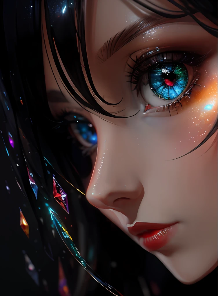 ((Best Quality)), ((Masterpiece)), (Real), (Detail),Anime Style, (1 Woman) Close-up portrait of a woman with black hair, beautifully shining eyes like crystal clear glass, 4K high-definition digital art, stunning digital illustrations, stunning 8K artwork, colorful digital fantasy art, colorful, bright, beautiful digital artwork, Colorful Digital Painting, Digital Anime Art, Beautiful Woman Portrait, 8K HD Digital Wallpaper Art, Gorgeous Digital Painting